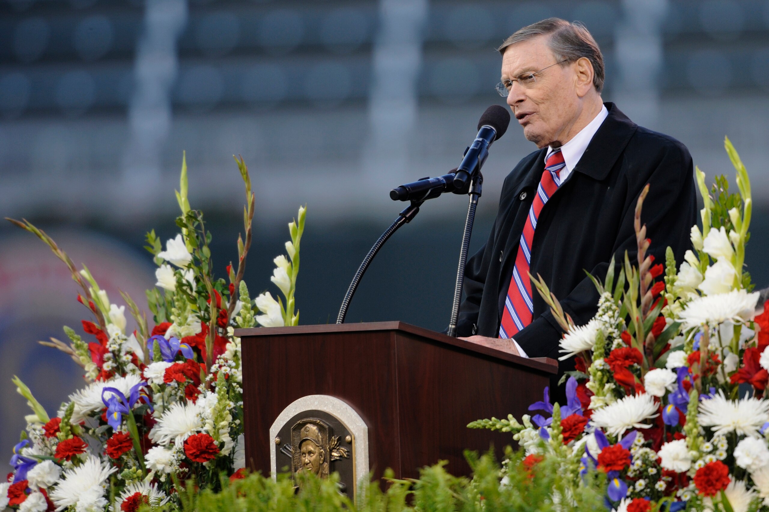 MINNEAPOLIS, MN - MAY 26: Bud Selig, commissioner of Major League Baseball speaks at the memorial service for Hall of Famer Harmon Killebrew on May 26, 2011 at Target Field in Minneapolis, Minnesota. Harmon Killebrew passed away on May 17, 2011 after a ba