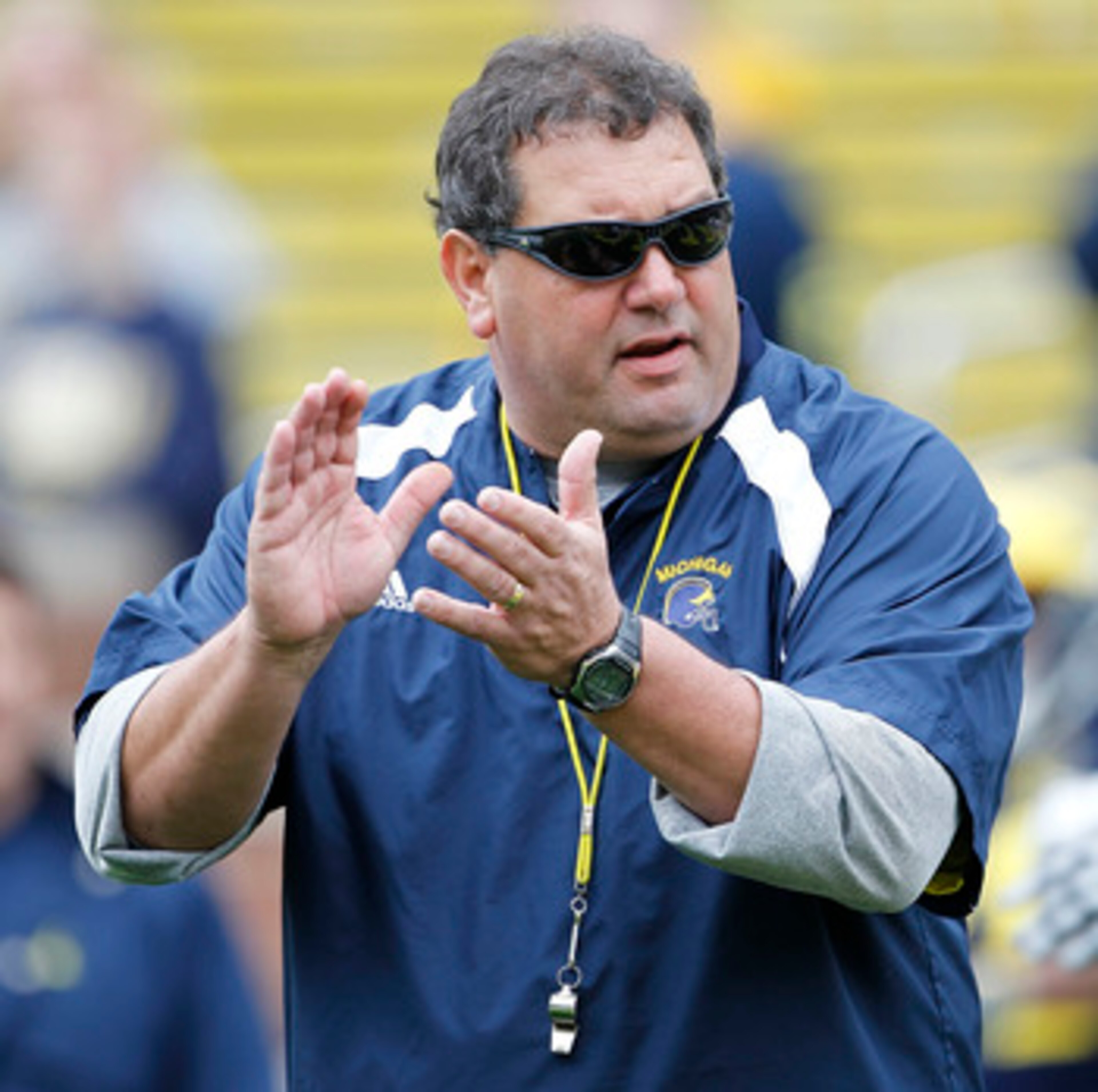 ANN ARBOR, MI - APRIL 16:  Head football coach Brady Hoke during the annual Spring Game at Michigan Stadium on April 16, 2011 in Ann Arbor, Michigan.  (Photo by Leon Halip/Getty Images)