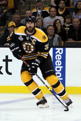 BOSTON, MA - JUNE 08:  Zdeno Chara #33 of the Boston Bruins skates against the Vancouver Canucks during Game Four of the 2011 NHL Stanley Cup Final at TD Garden on June 8, 2011 in Boston, Massachusetts.  (Photo by Elsa/Getty Images)