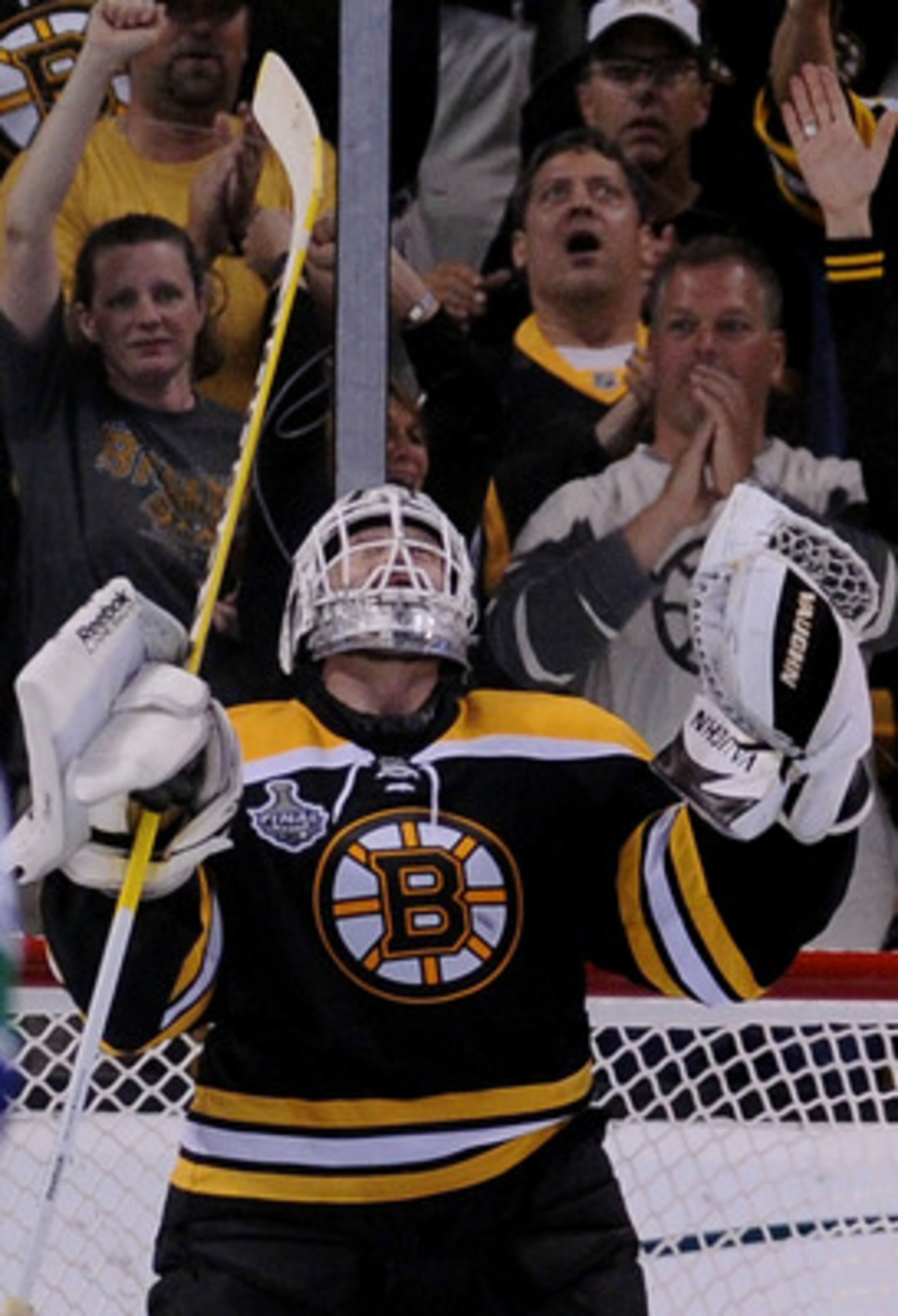 BOSTON, MA - JUNE 08: Tim Thomas #30 of the Boston Bruins celebrates after defeating the Vancouver Canucks in Game Four of the 2011 NHL Stanley Cup Final at TD Garden on June 8, 2011 in Boston, Massachusetts. The Boston Bruins defeated the Vancouver Canu BOSTON, MA - JUNE 08: Tim Thomas #30 of the Boston Bruins celebrates after defeating the Vancouver Canucks in Game Four of the 2011 NHL Stanley Cup Final at TD Garden on June 8, 2011 in Boston, Massachusetts. The Boston Bruins defeated the Vancouver Canu