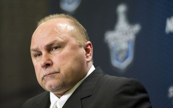 VANCOUVER, CANADA - MAY 7: Head Coach Barry Trotz of the Nashville Predators listens to a questions during a press conference after Game Five of the Western Conference Semifinals against the Vancouver Canucks during the 2011 NHL Stanley Cup Playoffs on Ma