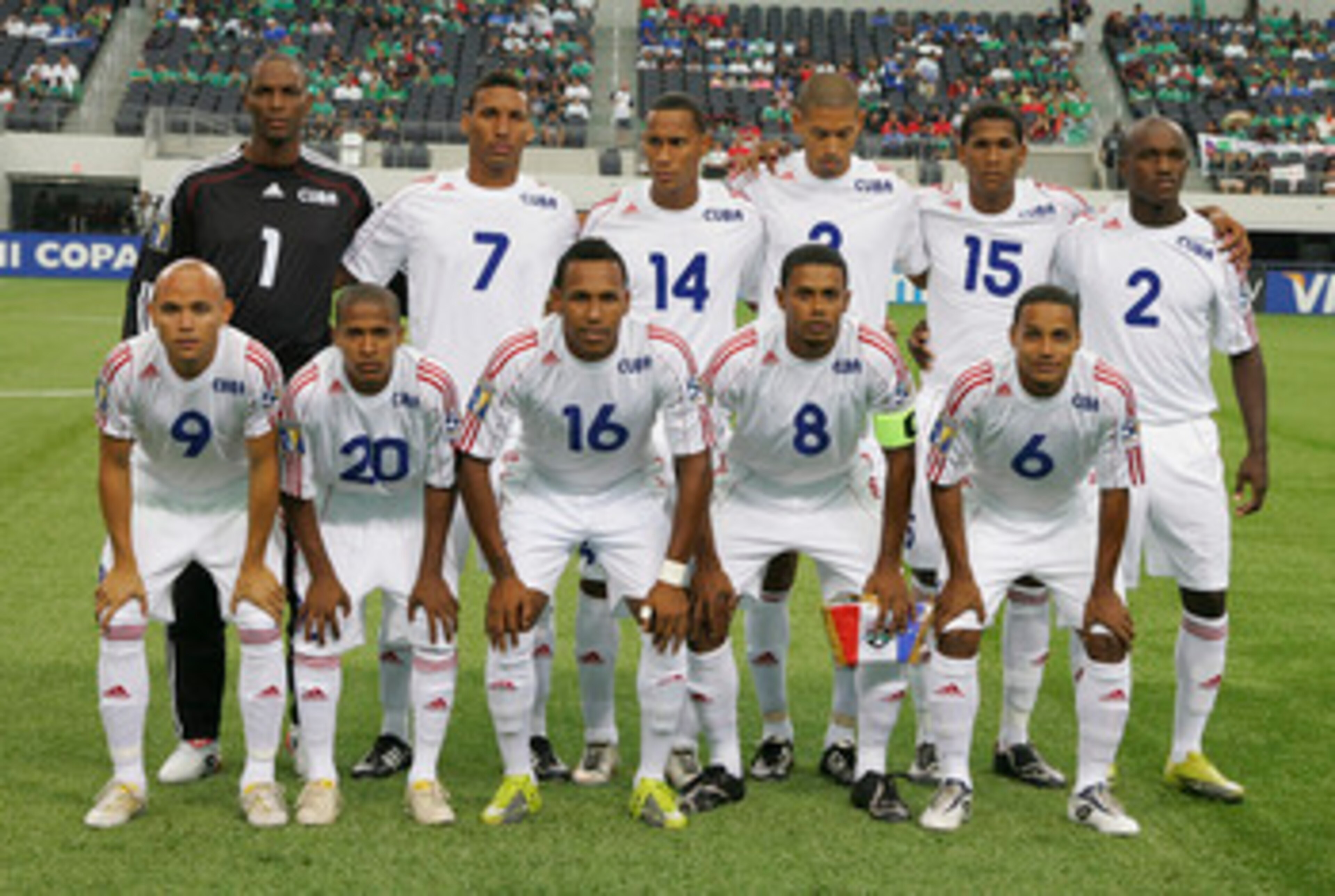 ARLINGTON, TX - JUNE 05:  Cuban national team starting eleven prior to the CONCACAF Gold Cup qualifying match against Costa Rica at Cowboys Stadium on June 5, 2011 in Arlington, Texas.  (Photo by Rick Yeatts/Getty Images)