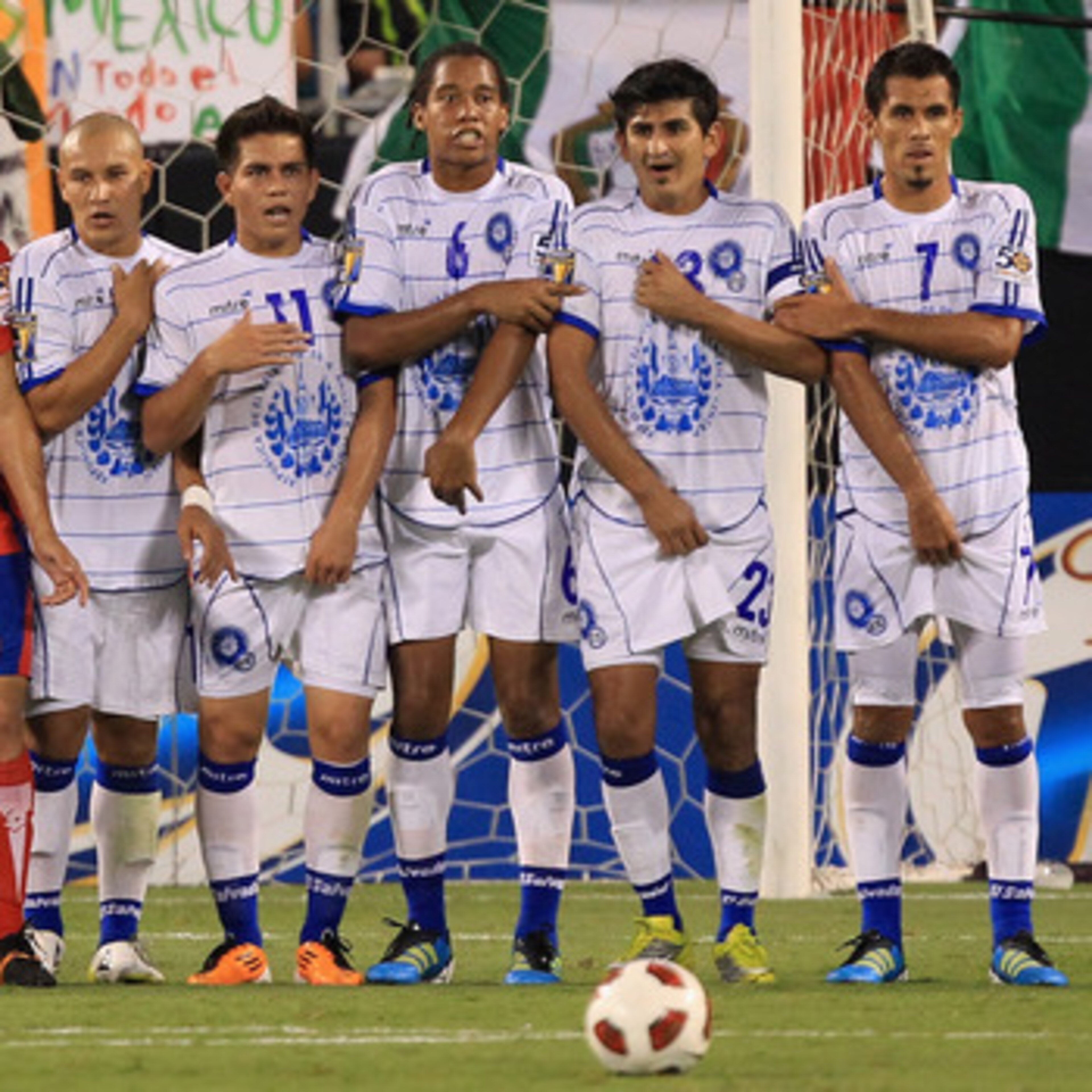 CHARLOTTE, NC - JUNE 09:  Players make a wall in front of the goal during the game between Costa Rica and El Salvador during their game in the CONCACAF Gold Cup at Bank of America Stadium on June 9, 2011 in Charlotte, North Carolina.  (Photo by Streeter L