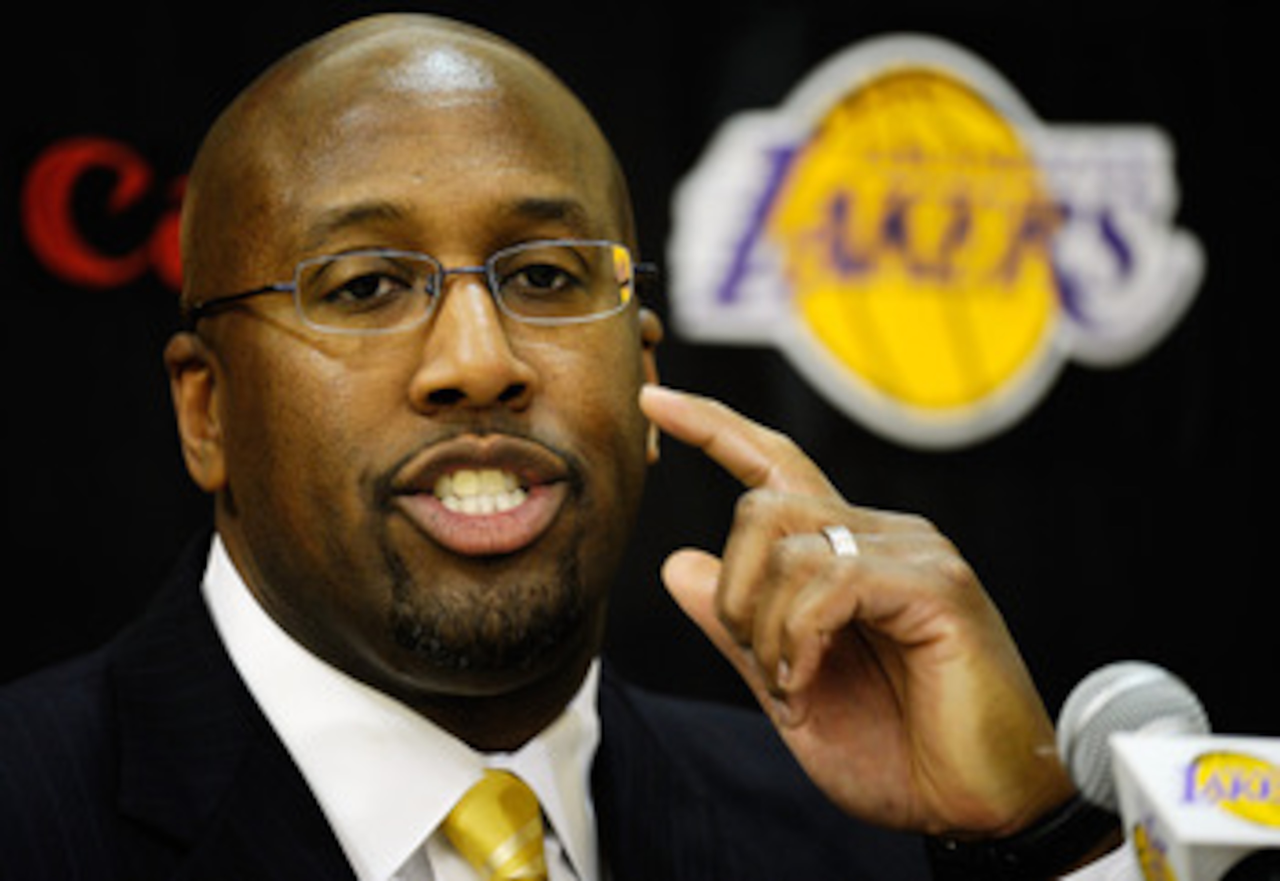 EL SEGUNDO, CA - MAY 31:  Mike Brown, the new head coach for the Los Angeles Lakers, speaks during his introductory news conference at the team's training facility on May 31, 2011 in El Segundo, California. Brown replaces Lakers coach Phil Jackson, who re