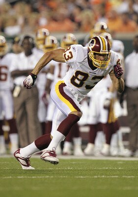 CINCINNATI - AUGUST 13:  James Thrash #83 of the Washington Redskins runs during the NFL preseason game against the Cincinnati Bengals on August 13, 2006 at Paul Brown Stadium in Cincinnati, Ohio. (Photo By Gregory Shamus/Getty Images)