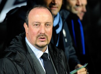 MILAN, ITALY - NOVEMBER 24:  FC Internazionale Milano head coach Rafael Benitezl during the UEFA Champions League Group A match between FC Internazionale Milano and FC Twente at Stadio Giuseppe Meazza on November 24, 2010 in Milan, Italy.  (Photo by Claud