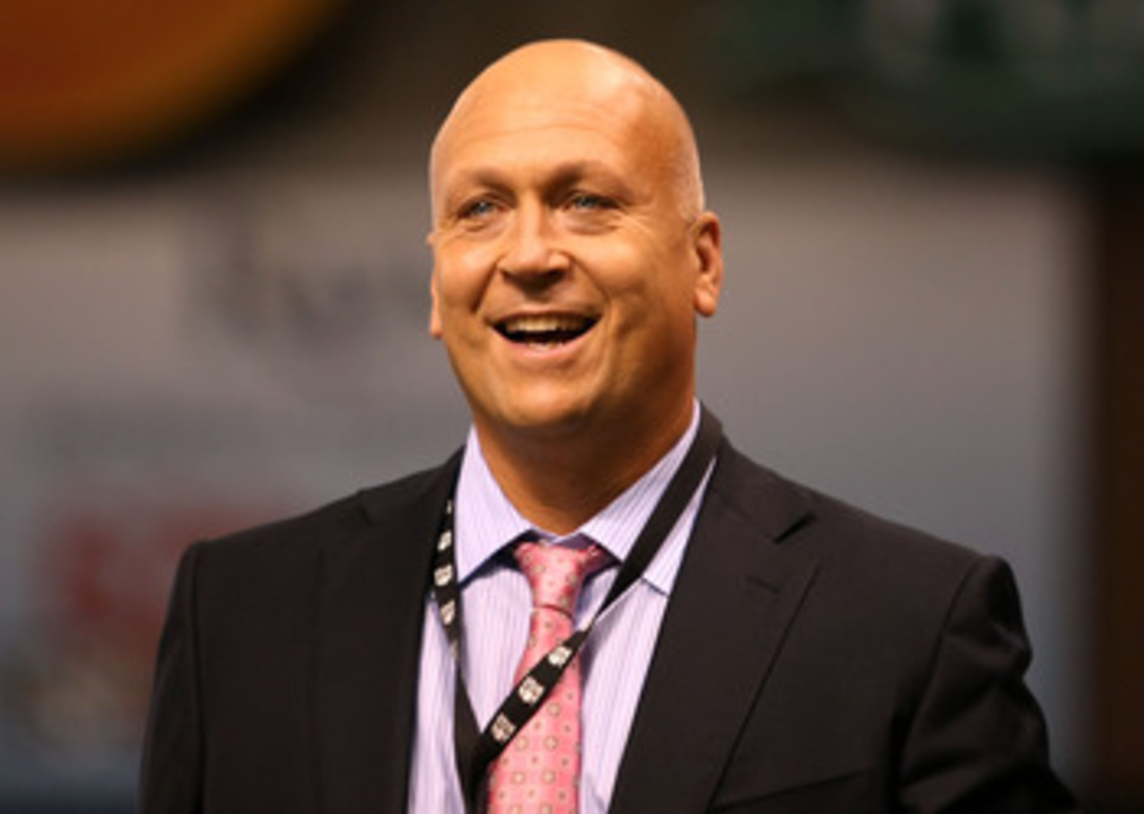 ST PETERSBURG, FL - OCTOBER 18:  Television personality Cal Ripken Jr. walks on the field before game six of the American League Championship Series between the Boston Red Sox and the Tampa Bay Rays during the 2008 MLB playoffs on October 18, 2008 at Trop