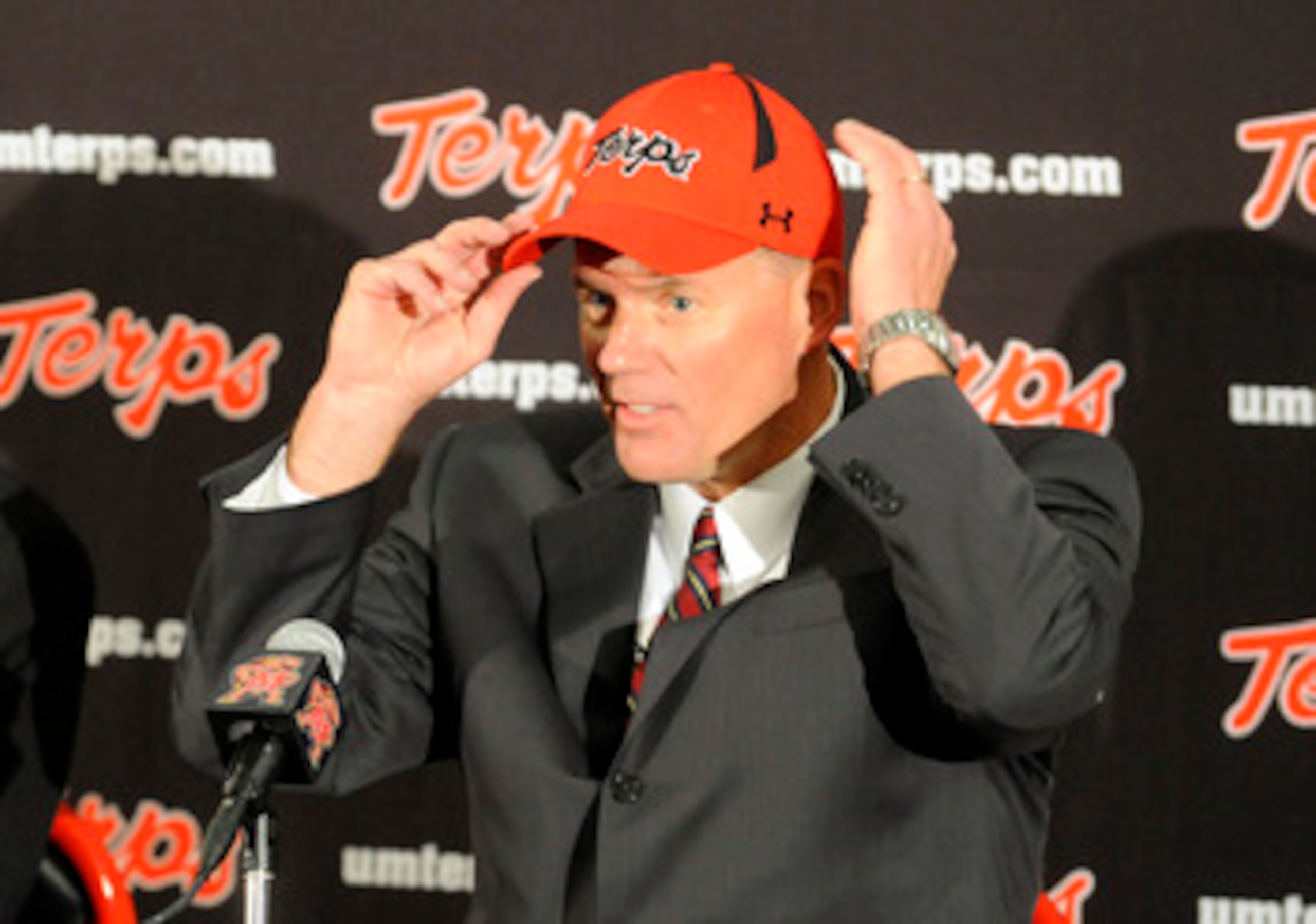 COLLEGE PARK, MD - JANUARY 3: Randy Edsall is introduced as the University of Maryland Terps new head football coach during a press conference on January 3, 2011 at the Byrd Stadium in College Park, Maryland. (Photo by Mitchell Layton/Getty Images) COLLEGE PARK, MD - JANUARY 3: Randy Edsall is introduced as the University of Maryland Terps new head football coach during a press conference on January 3, 2011 at the Byrd Stadium in College Park, Maryland. (Photo by Mitchell Layton/Getty Images)