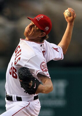 ANAHEIM, CA - JUNE 08:  Jered Weaver #36 of the Los Angeles Angels of Anaheim pitches against the Tampa Bay Rays in the first inning at Angel Stadium of Anaheim on June 8, 2011 in Anaheim, California.  (Photo by Jeff Gross/Getty Images)