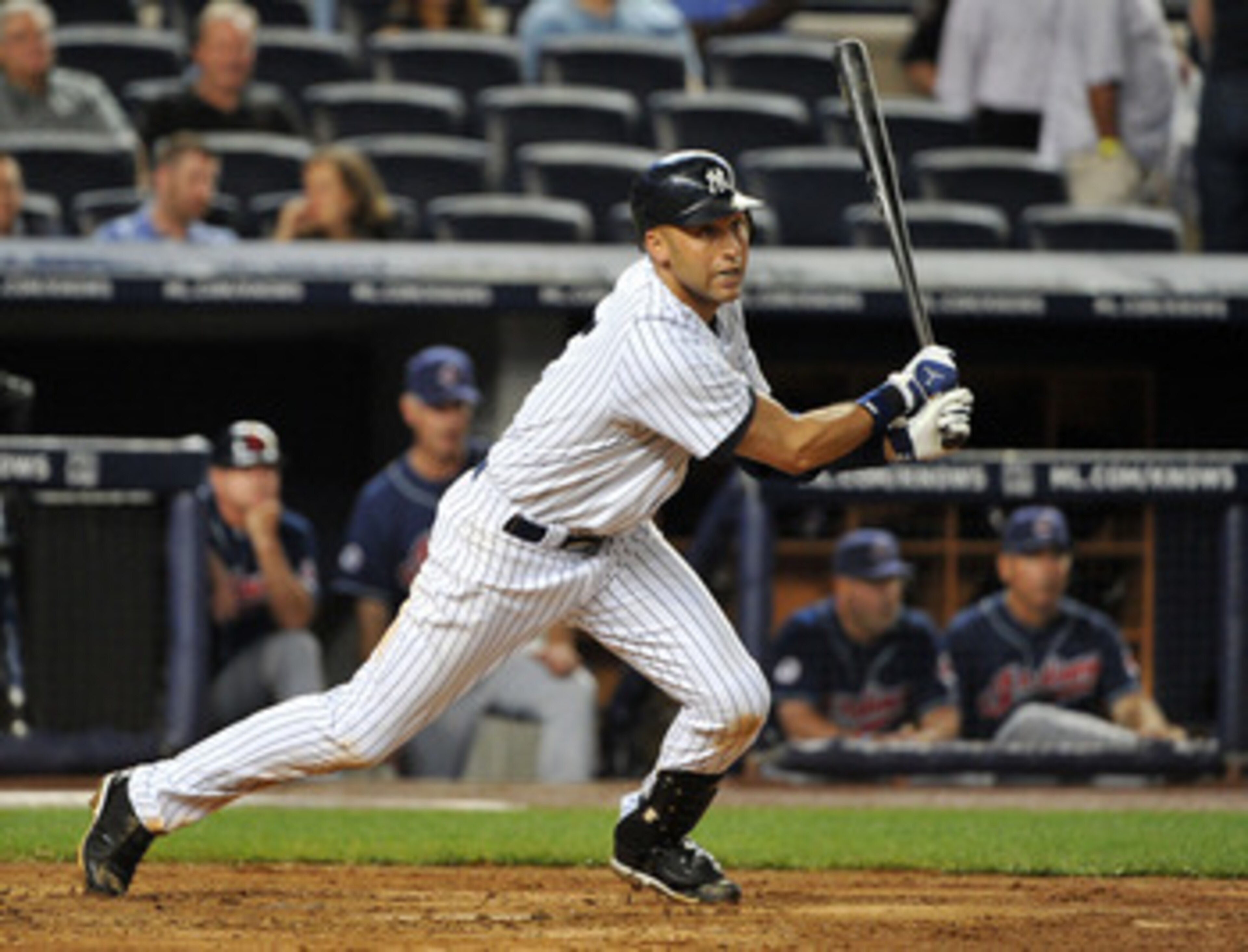 NEW YORK, NY - JUNE 10: Derek Jeter #2 of the New York Yankees watches his double in the bottom of the seventh inning against the Cleveland Indians on June 10, 2011 at Yankee Stadium in the Bronx borough of New York City. (Photo by Christopher Pasatieri/G NEW YORK, NY - JUNE 10: Derek Jeter #2 of the New York Yankees watches his double in the bottom of the seventh inning against the Cleveland Indians on June 10, 2011 at Yankee Stadium in the Bronx borough of New York City. (Photo by Christopher Pasatieri/G