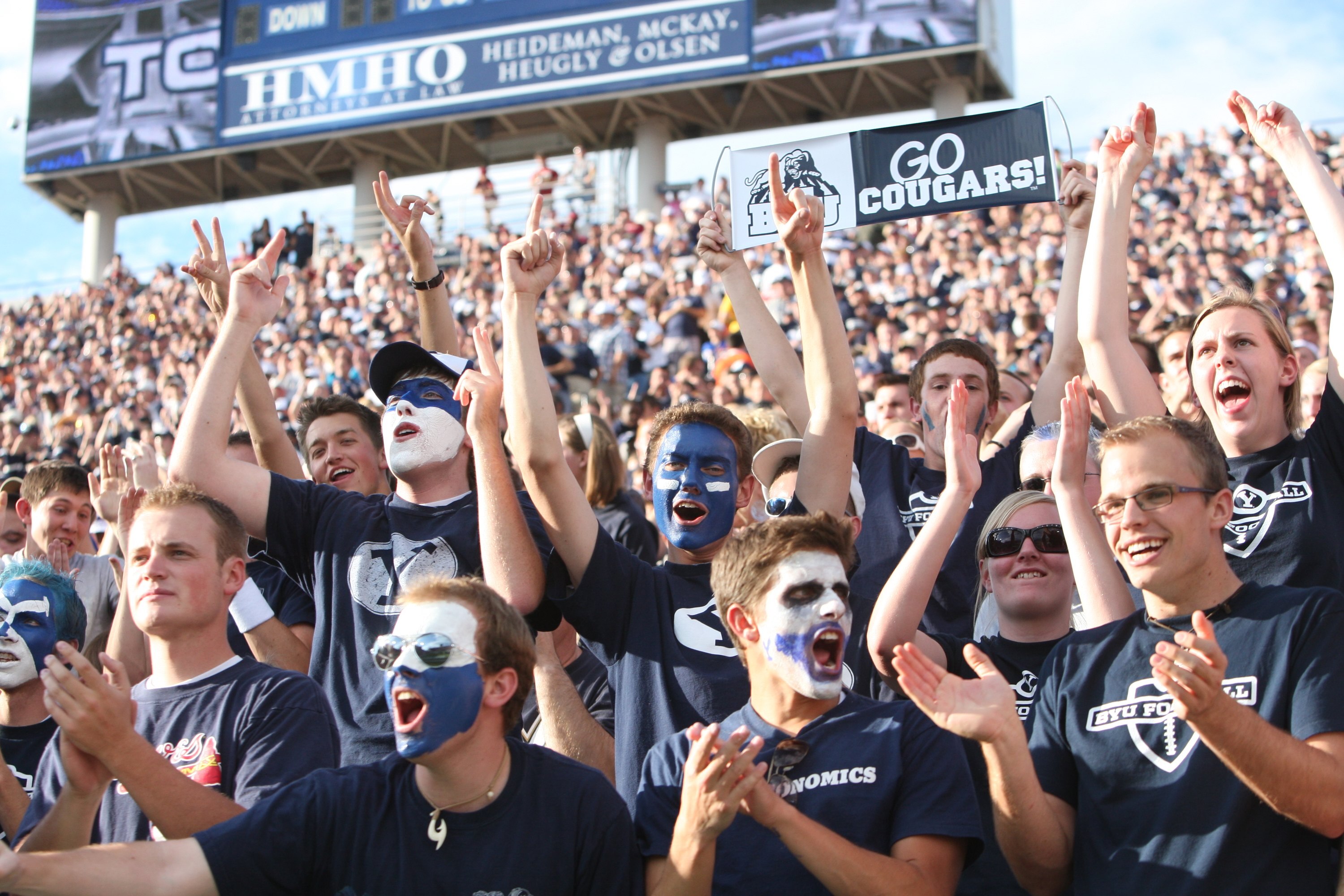 PROVO, UT - SEPTEMBER 19:  Brigham Young University Cougars fans during the game against Florida State Seminoles at La Vell Edwards Stadium on September 19, 2009 in Provo, Utah.  (Photo by Melissa Majchrzak via Getty Images)