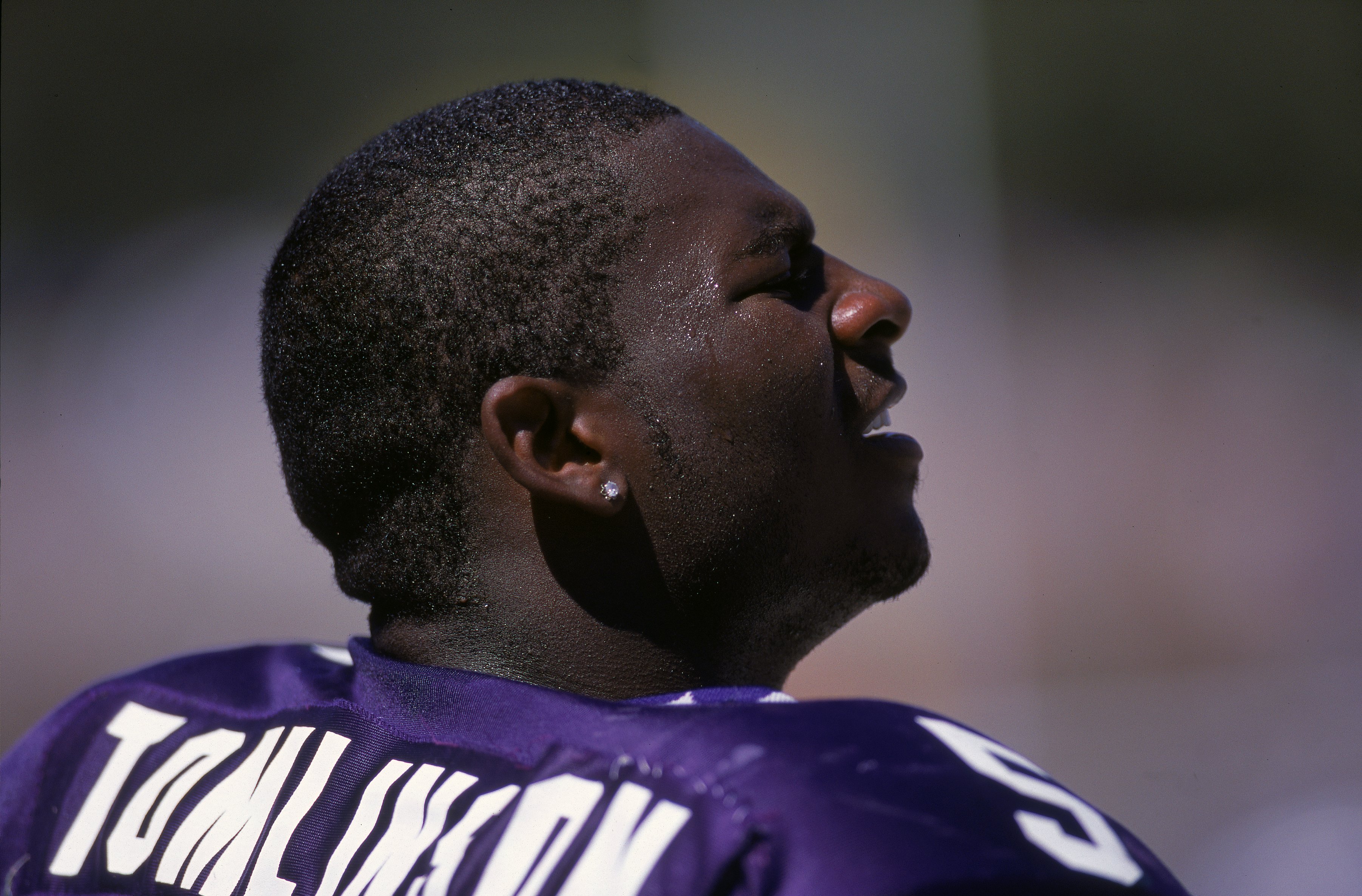 16 Sep 2000:  A close up of La Dainian Tomlinson #5 of the Texas Christian University Horned Frogs as he looks on from the sidelines during the game against the Northwestern Wildcats at the Amon Carter Stadium in Forthworth, Texas. The Horned Frogs defeat