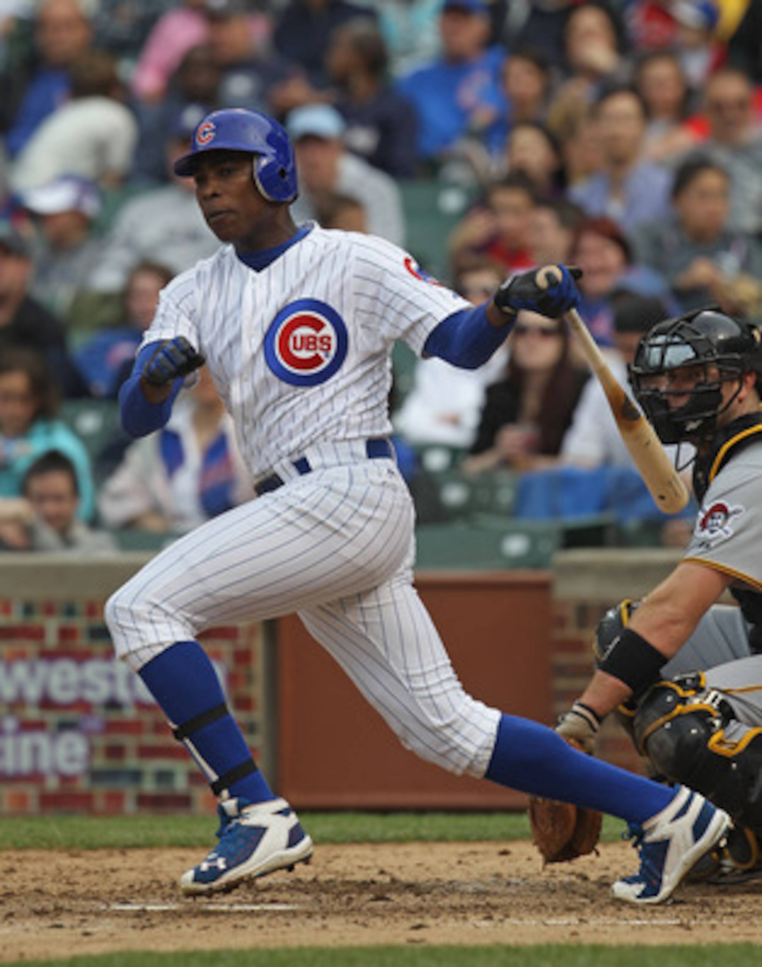 CHICAGO, IL - MAY 29:  Alfonso Soriano #12 of the Chicago Cubs hits the ball against the Pittsburgh Pirates at Wrigley Field on May 29, 2011 in Chicago, Illinois. The Cubs defeated the Pirates 3-2.  (Photo by Jonathan Daniel/Getty Images)