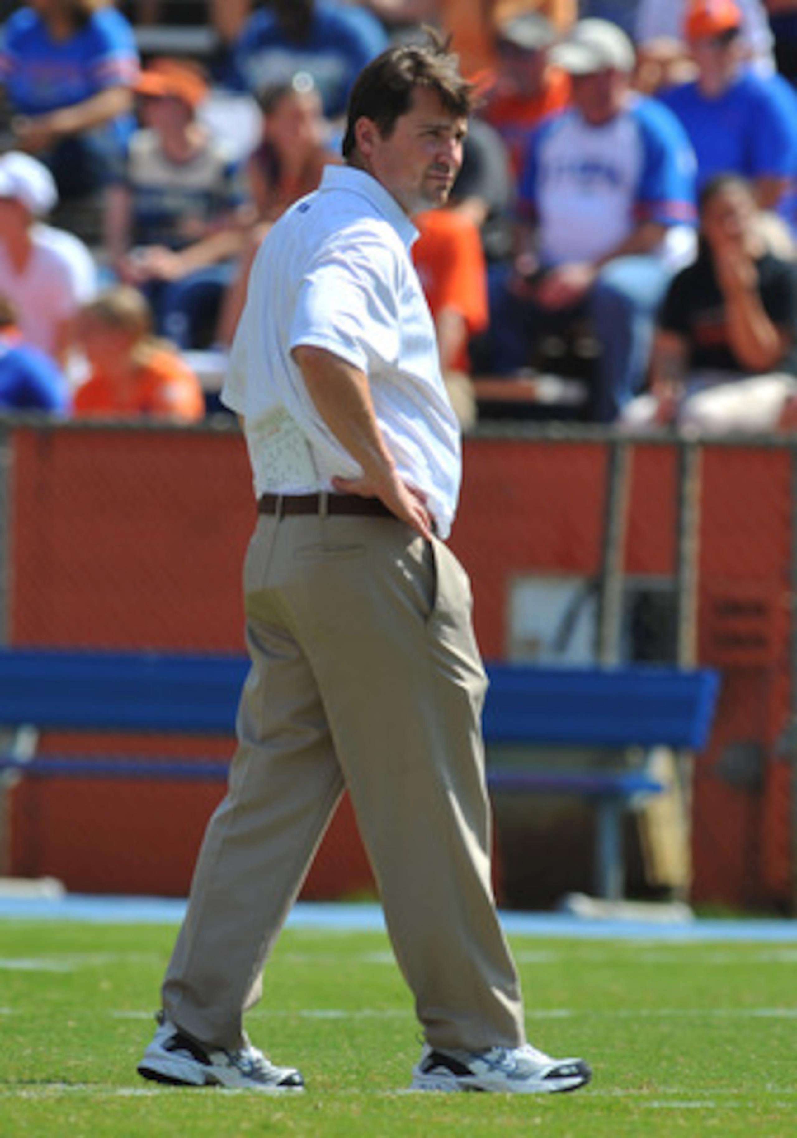 GAINESVILLE, FL - APRIL 9:  Coach Will Muschamp of the Florida Gators directs play during the Orange and Blue spring football game April 9, 2011 at Ben Hill Griffin Stadium in Gainesville, Florida.  (Photo by Al Messerschmidt/Getty Images)