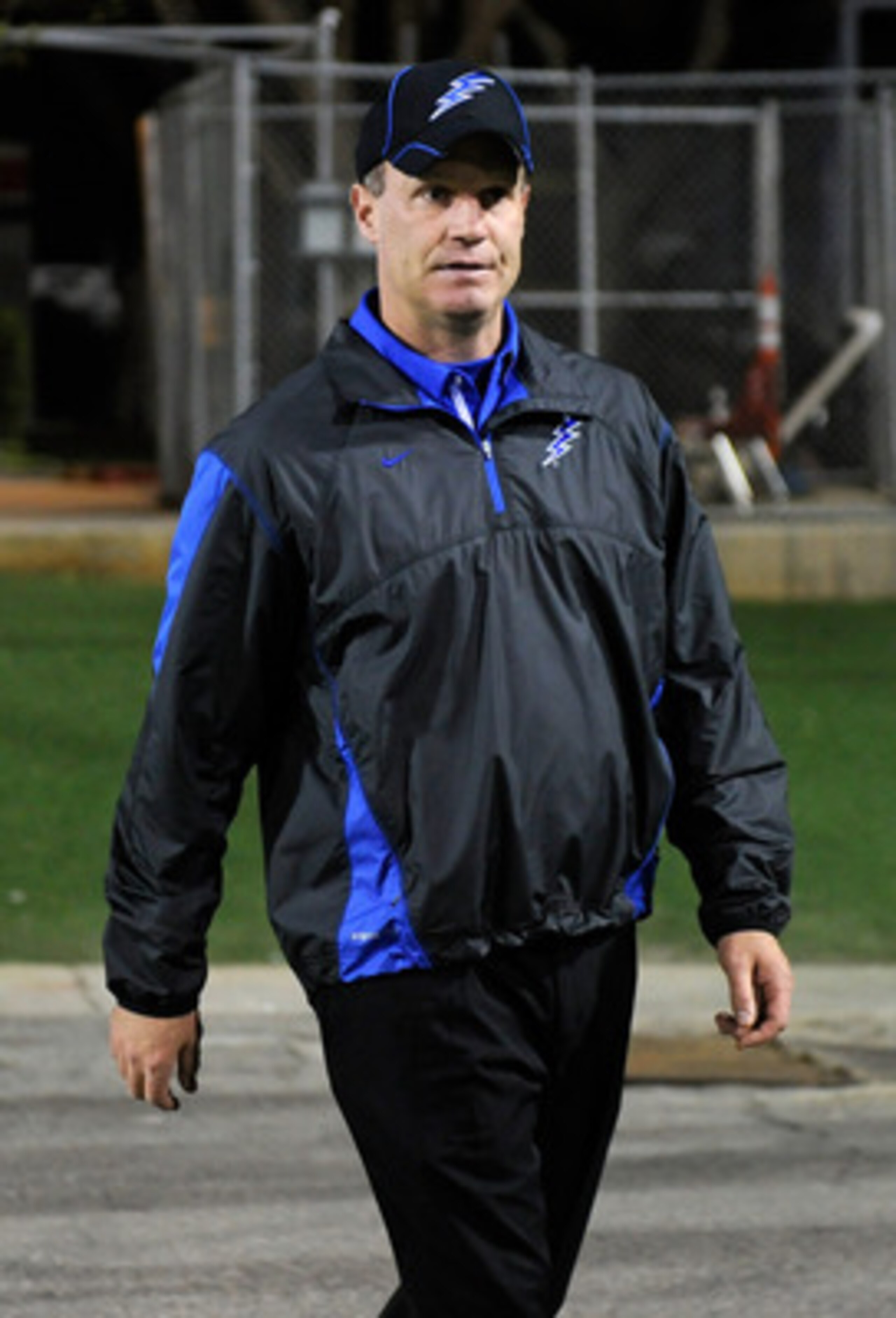 LAS VEGAS - NOVEMBER 18:  Head coach Troy Calhoun of the Air Force Falcons takes the field for a game against the UNLV Rebels at Sam Boyd Stadium November 18, 2010 in Las Vegas, Nevada. Air Force won 35-20.  (Photo by Ethan Miller/Getty Images)