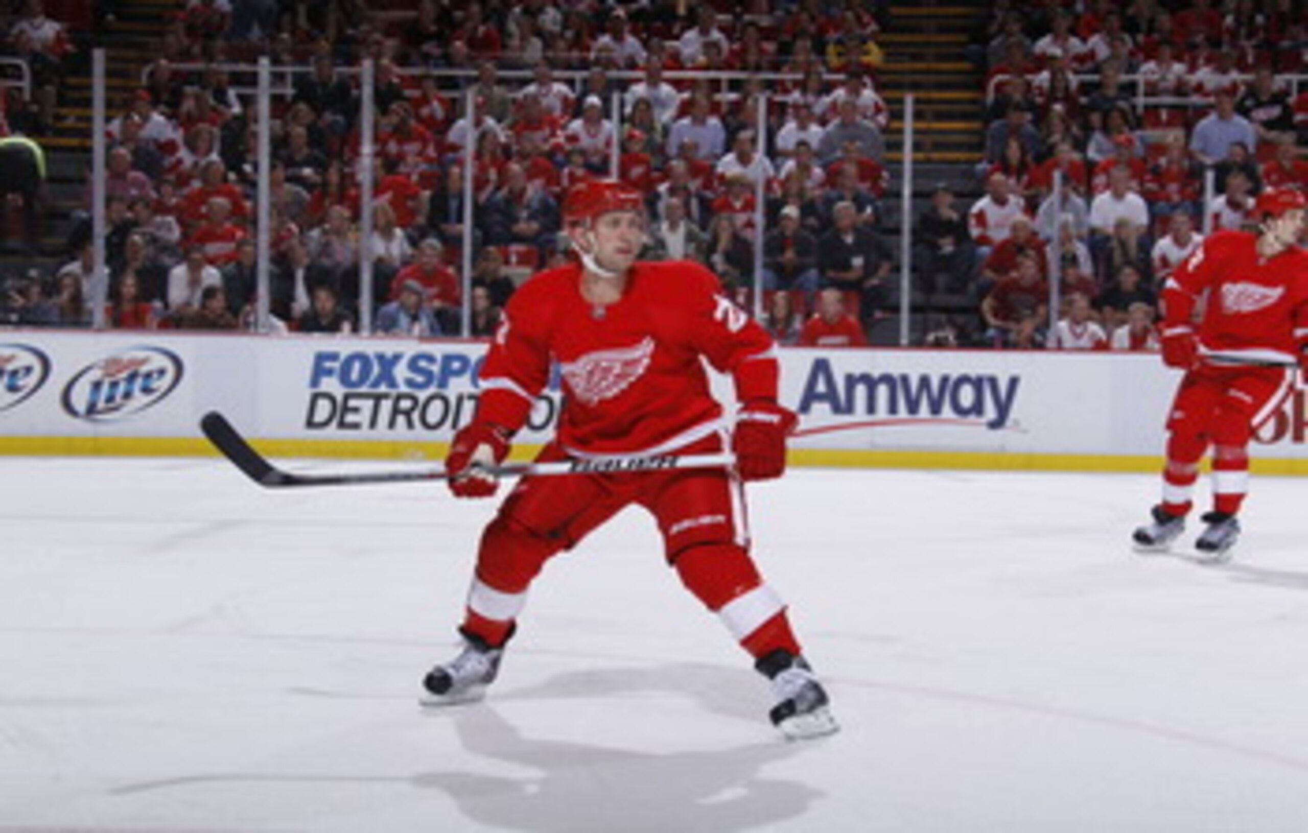 DETROIT - MAY 6: Brian Rafalski #28 of the Detroit Red Wings skates against the San Jose Sharks in Game Four of the Western Conference Semifinals during the 2011 NHL Stanley Cup Playoffs on May 6, 2011 at Joe Louis Arena in Detroit, Michigan. (Photo by Gr