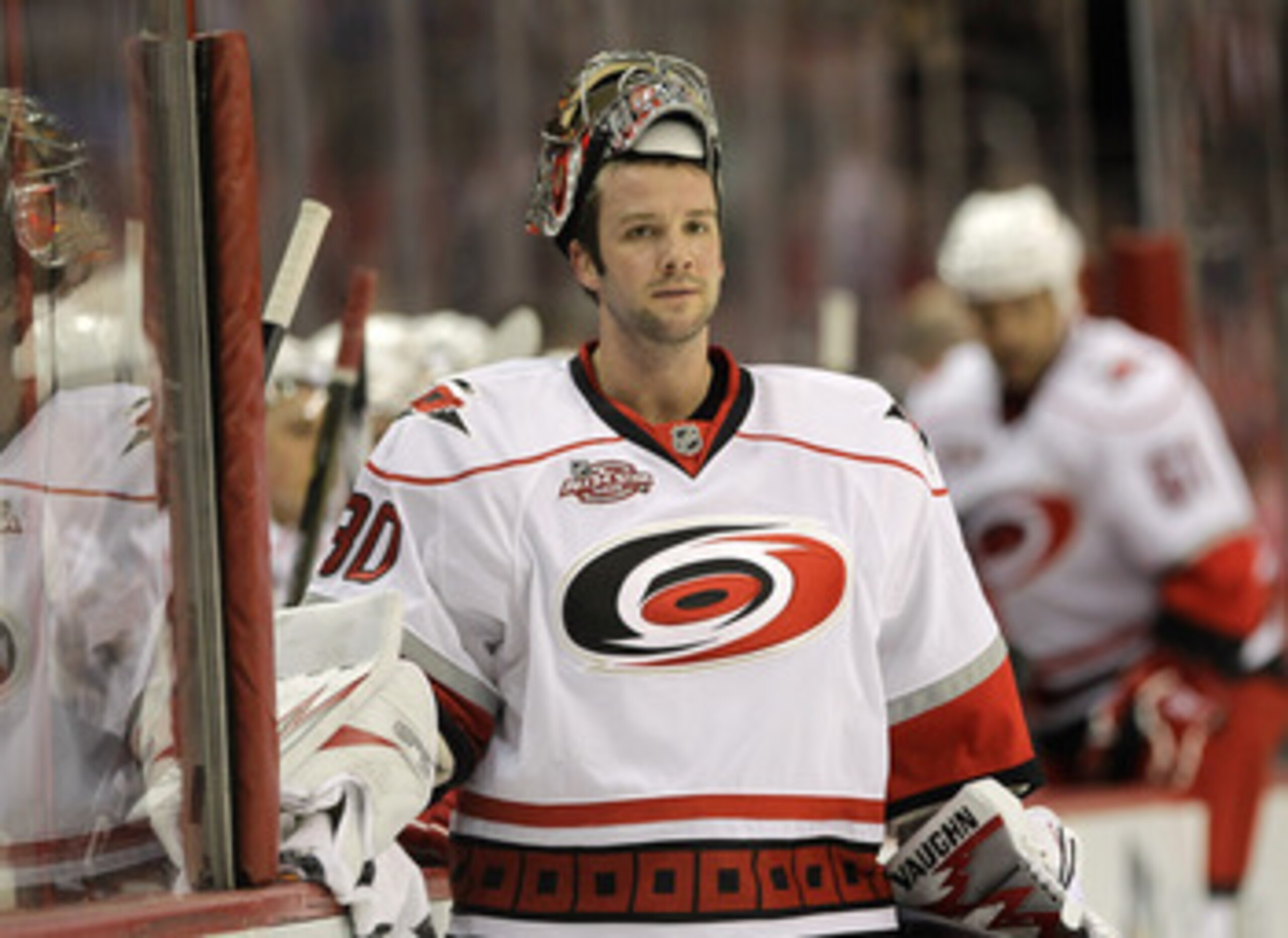 WASHINGTON, DC - MARCH 29:  Goalie Cam Ward #30 of the Carolina Hurricanes against the Washington Capitals at the Verizon Center on March 29, 2011 in Washington, DC.  (Photo by Rob Carr/Getty Images)