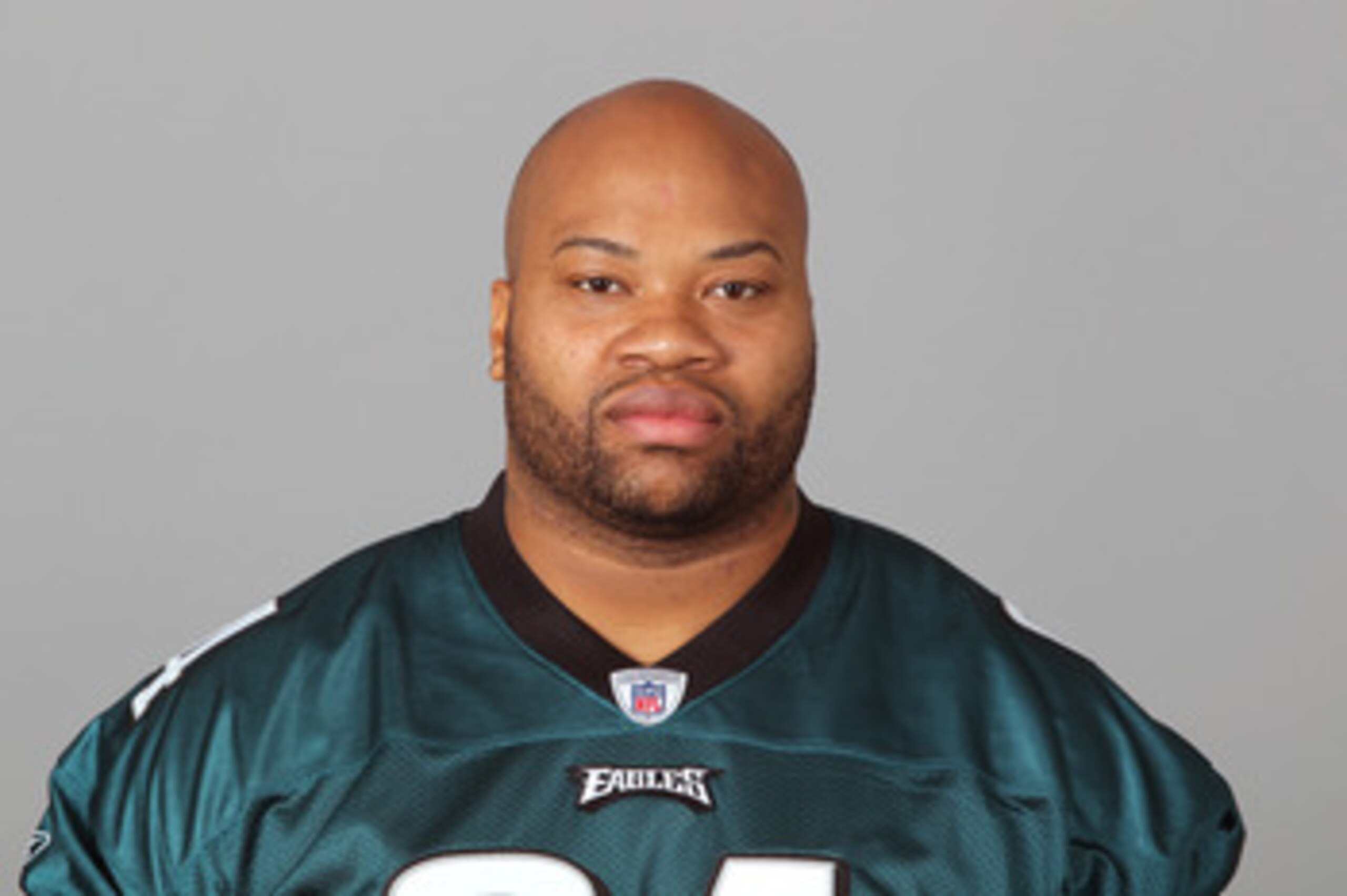 PHILADELPHIA, PA - APRIL 29: In this 2010 photo provided by the NFL, Stacy Andrews of the Philadelphia Eagles poses for an NFL headshot on Thursday, April 29, 2010 in Philadelphia, Pennsylvania. (Photo by NFL via Getty Images)