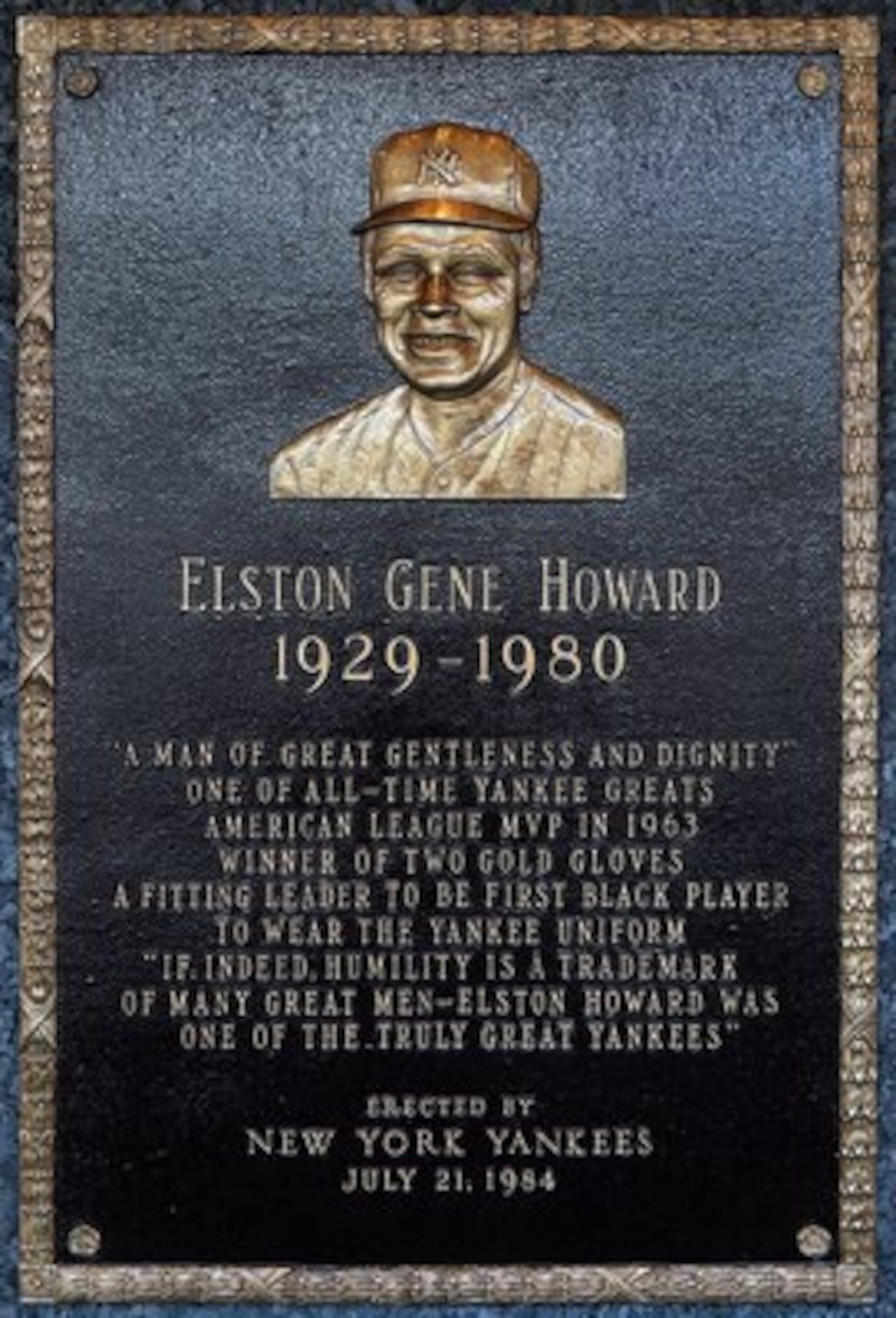 NEW YORK - MAY 02:  The plaque of Elston Howard is seen in Monument Park at Yankee Stadium prior to the game between the New York Yankees and the Chicago White Sox on May 2, 2010 in the Bronx borough of New York City. The Yankees defeated the White Sox 12