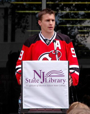 TRENTON, NJ - MAY 25: New Jersey Devils forward Zach Parise addresses young students during Zach Parise Reads to Students at the State Library on May 25, 2010 in Trenton, New Jersey. (Photo by Andy Marlin/Getty Images for the New Jersey Devils)