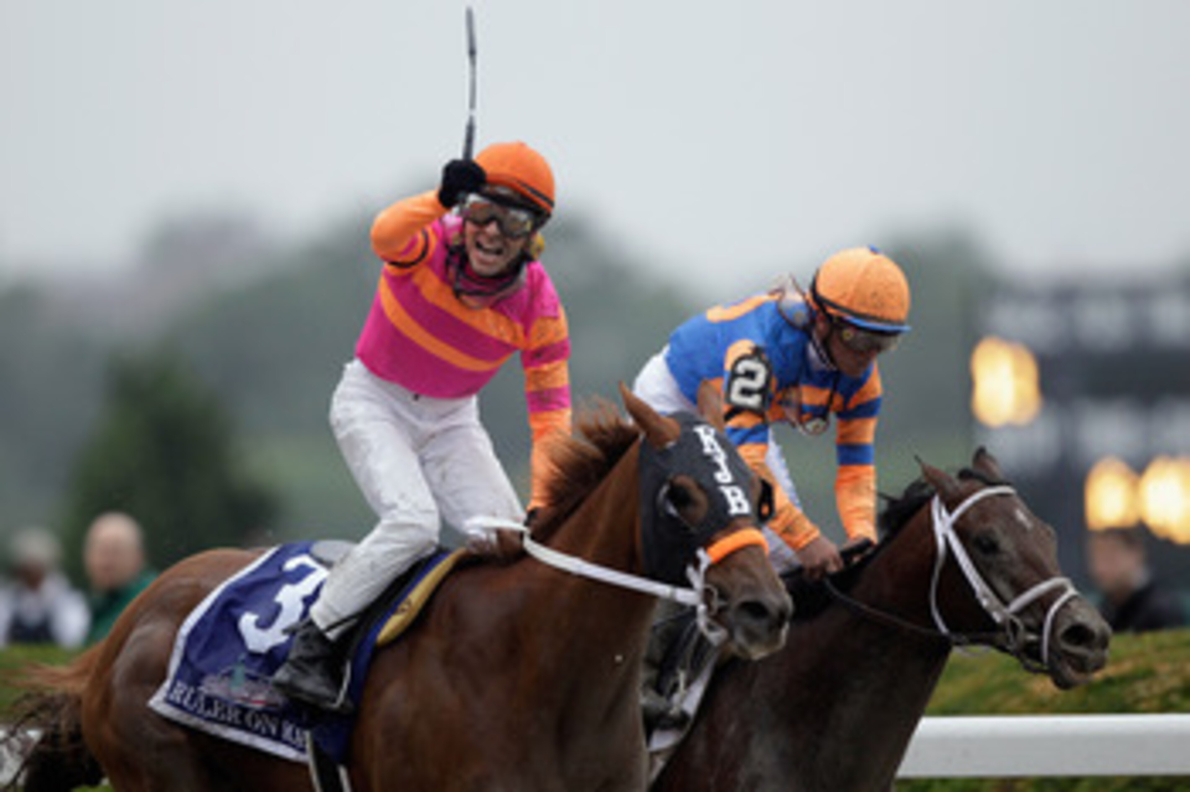 ELMONT, NY - JUNE 11: Jose Valdivia, Jr. rides Ruler on Ice to victory during the 143rd running of the Belmont Stakes at Belmont Park on June 11, 2011 in Elmont, New York.  (Photo by Rob Carr/Getty Images)