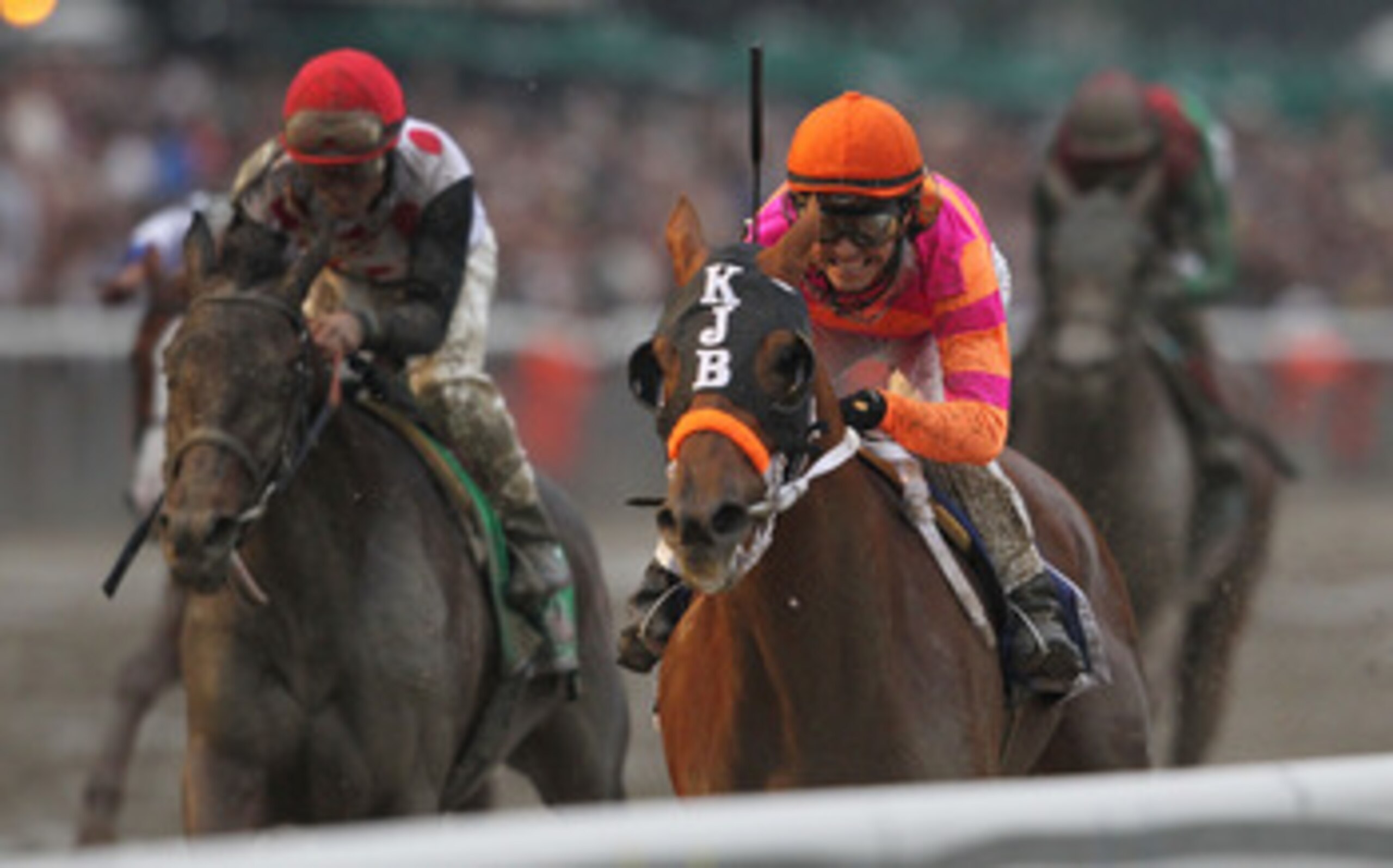 ELMONT, NY - JUNE 11: Jose Valdivia, Jr. rides Ruler On Ice #3 to victory during the running of the 143rd Belmont Stakes at Belmont Park on June 11, 2011 in Elmont, New York. (Photo by Nick Laham/Getty Images) ELMONT, NY - JUNE 11: Jose Valdivia, Jr. rides Ruler On Ice #3 to victory during the running of the 143rd Belmont Stakes at Belmont Park on June 11, 2011 in Elmont, New York. (Photo by Nick Laham/Getty Images)