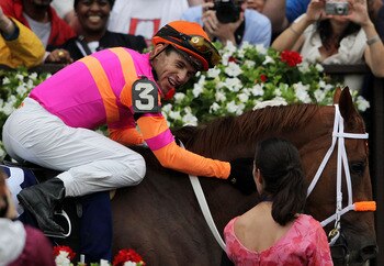 ELMONT, NY - JUNE 11:  Jose Valdivia, Jr. smiles after riding Ruler On Ice #3 to victory during the running of the 143rd Belmont Stakes at Belmont Park on June 11, 2011 in Elmont, New York.  (Photo by Nick Laham/Getty Images)