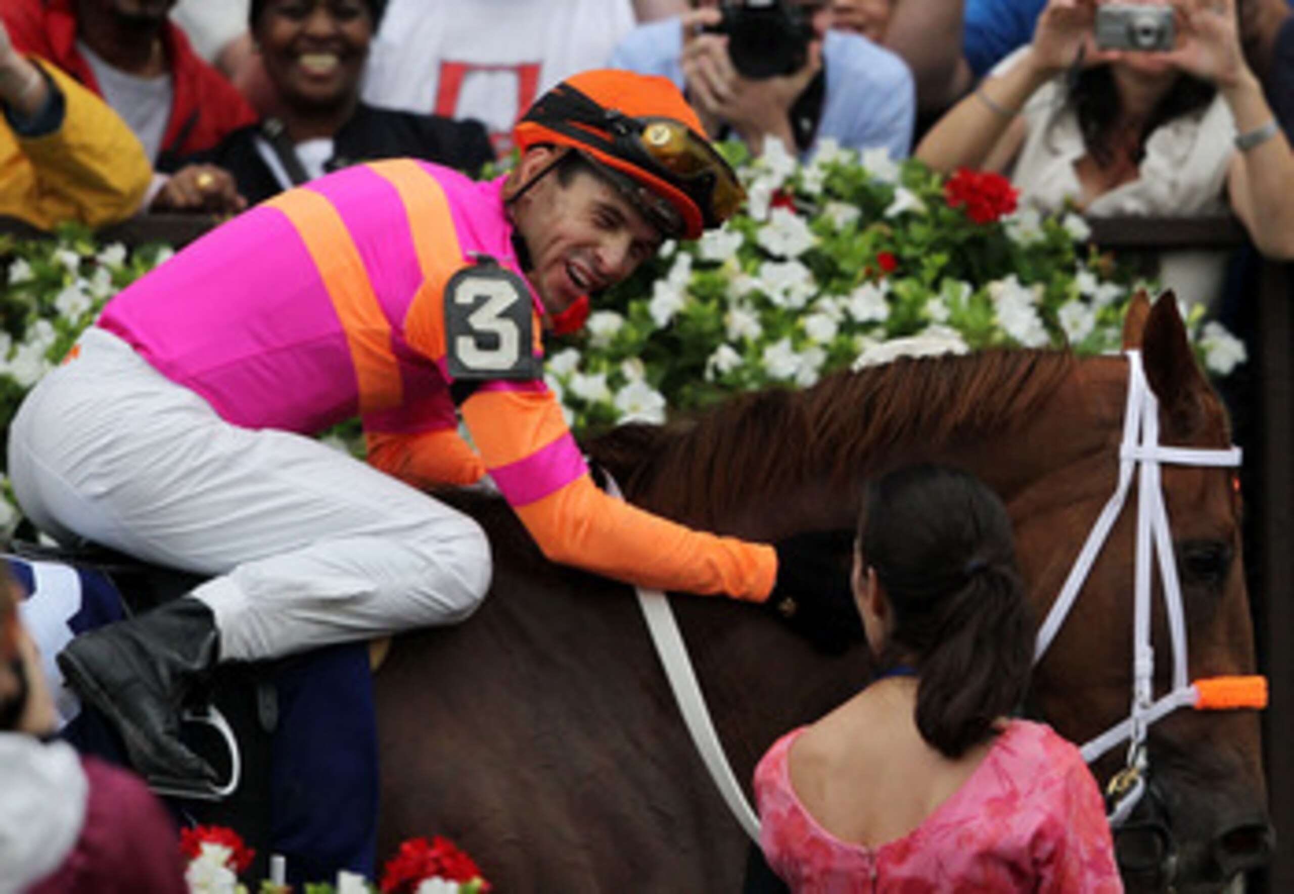 ELMONT, NY - JUNE 11: Jose Valdivia, Jr. smiles after riding Ruler On Ice #3 to victory during the running of the 143rd Belmont Stakes at Belmont Park on June 11, 2011 in Elmont, New York. (Photo by Nick Laham/Getty Images) ELMONT, NY - JUNE 11: Jose Valdivia, Jr. smiles after riding Ruler On Ice #3 to victory during the running of the 143rd Belmont Stakes at Belmont Park on June 11, 2011 in Elmont, New York. (Photo by Nick Laham/Getty Images)