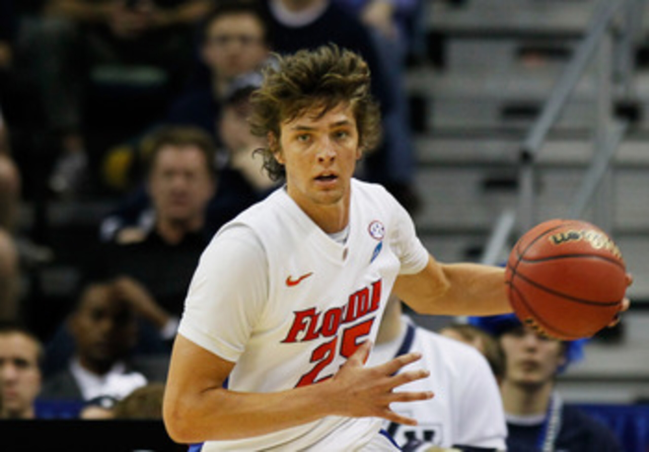 NEW ORLEANS, LA - MARCH 24:  Chandler Parsons #25 of the Florida Gators drives against the Brigham Young Cougars during the Southeast regional of the 2011 NCAA men's basketball tournament at New Orleans Arena on March 24, 2011 in New Orleans, Louisiana.