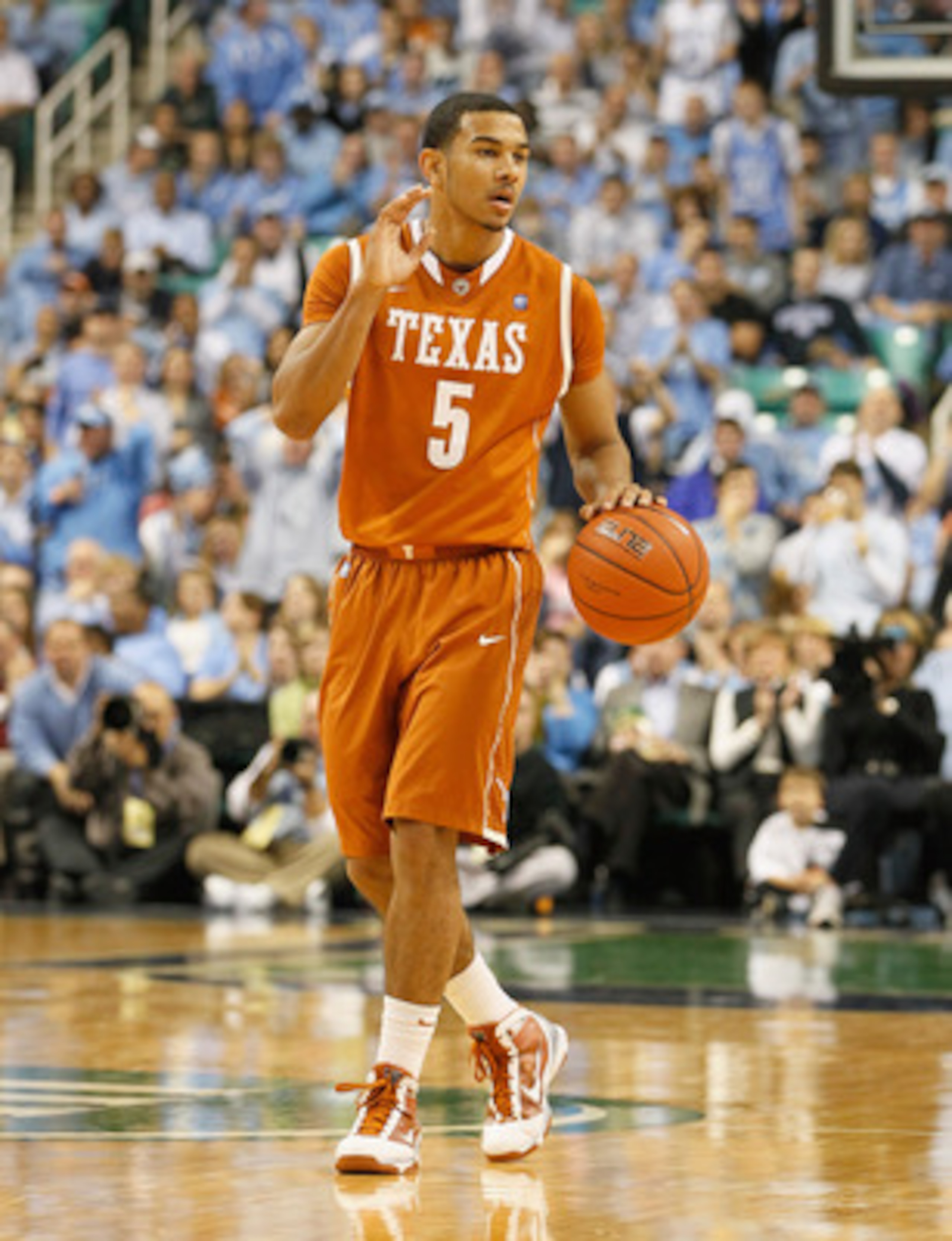 GREENSBORO, NC - DECEMBER 18:  Cory Joseph #5 of the Texas Longhorns against the North Carolina Tar Heels at Greensboro Coliseum on December 18, 2010 in Greensboro, North Carolina.  (Photo by Kevin C. Cox/Getty Images)