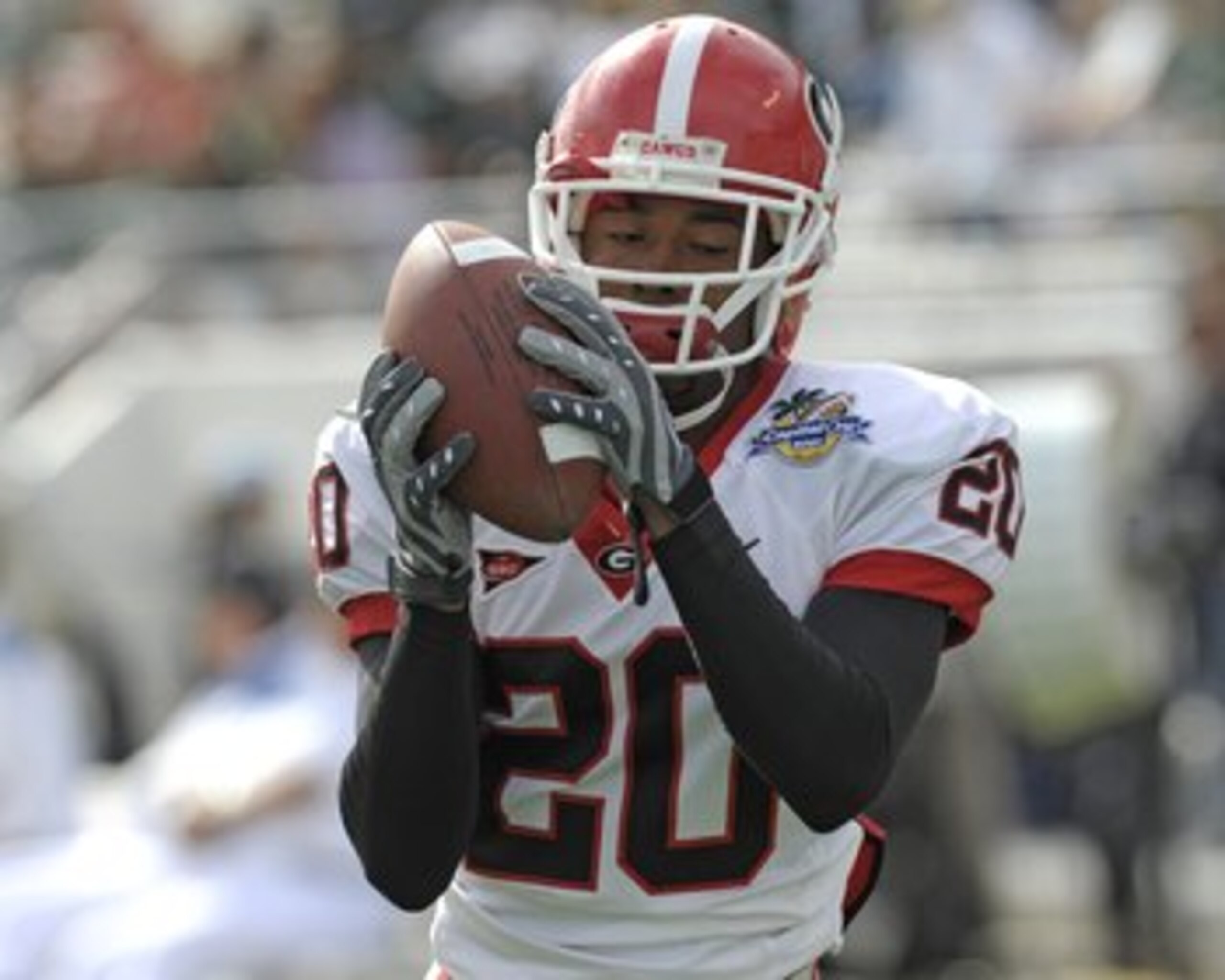 ORLANDO, FL - JANUARY 1: Cornerback Brandon Boykin #20 of the University of Georgia warms up for play against the Michigan State Spartans at the 2009 Capital One Bowl at the Citrus Bowl on January 1, 2009 in Orlando, Florida.  (Photo by Al Messerschmidt/G