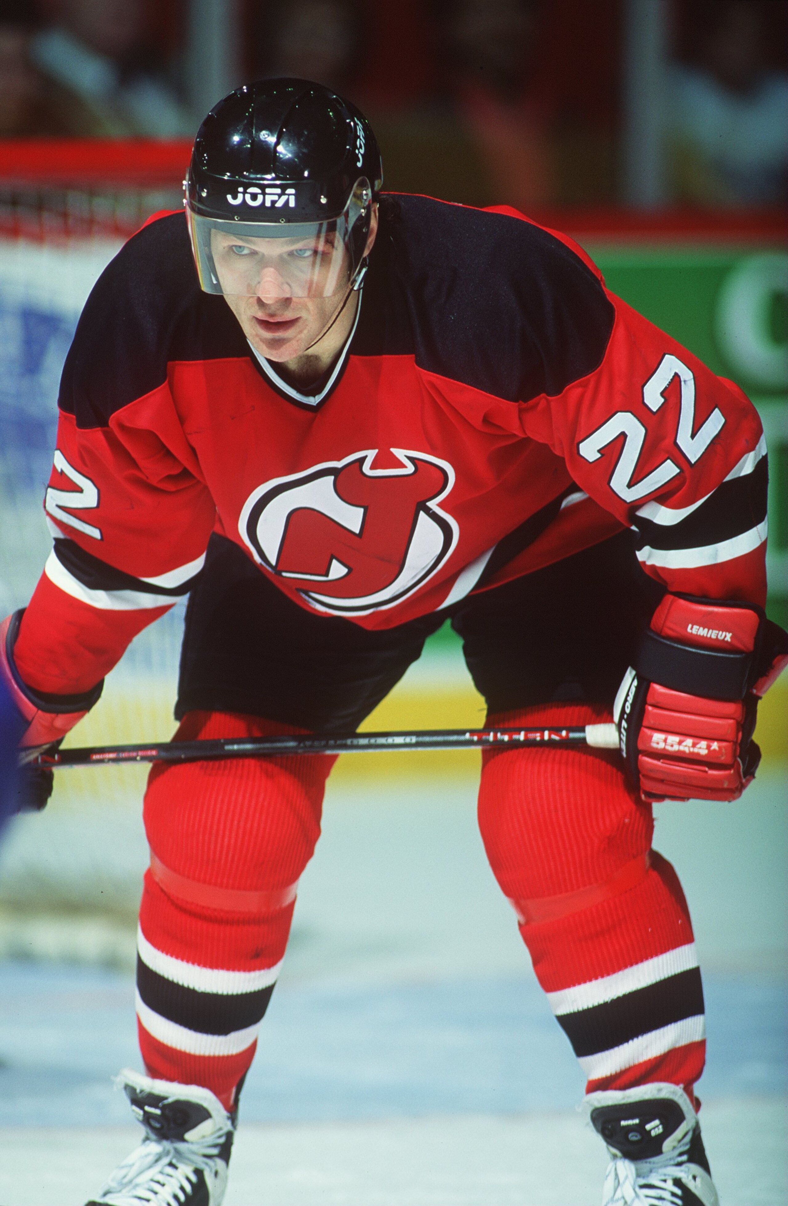 1993-94:  CLAUDE LEMIEUX OF NEW JERSEY DURING THE DEVILS GAME VERSUS THE MONTREAL CANADIENS AT THE FORUM IN MONTREAL, CANADA. Mandatory Credit: Robert Laberge/ALLSPORT