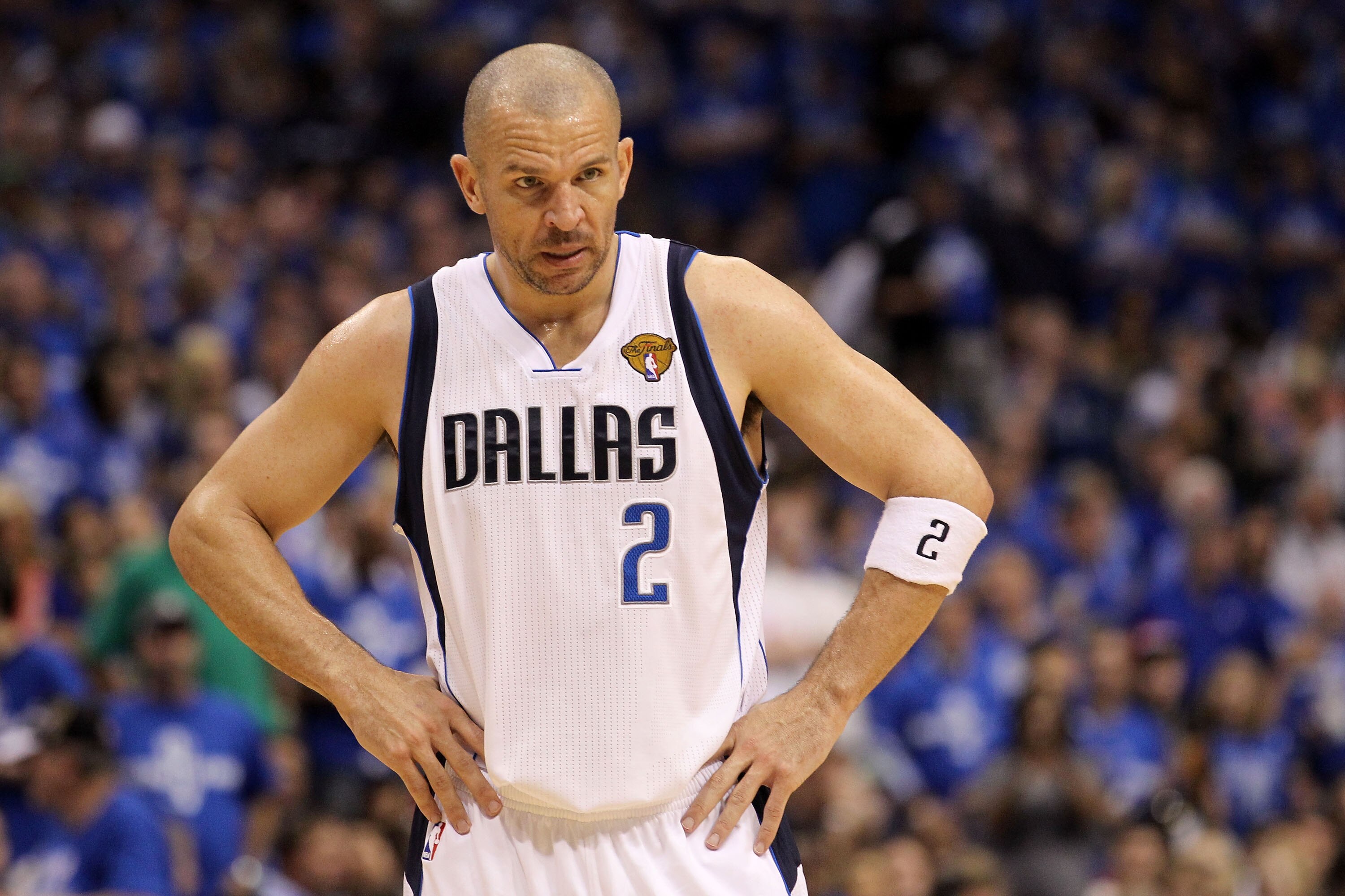 DALLAS, TX - JUNE 05:  Jason Kidd #2 of the Dallas Mavericks looks on while taking on the Miami Heat in Game Three of the 2011 NBA Finals at American Airlines Center on June 5, 2011 in Dallas, Texas.  NOTE TO USER: User expressly acknowledges and agrees t