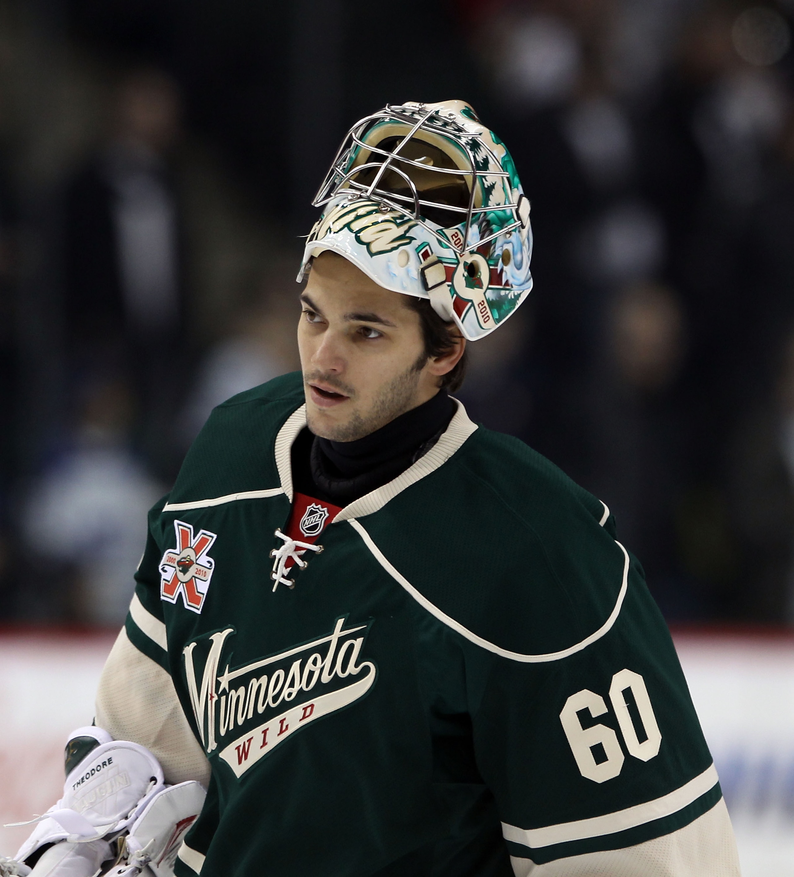 ST PAUL, MN - MARCH 22: Jose Theodore #60 of the Minnesota Wild skates in warmups prior to the game against the Toronto Maple Leafs at the Xcel Energy Center on March 22, 2011 in St Paul, Minnesota.  (Photo by Bruce Bennett/Getty Images)