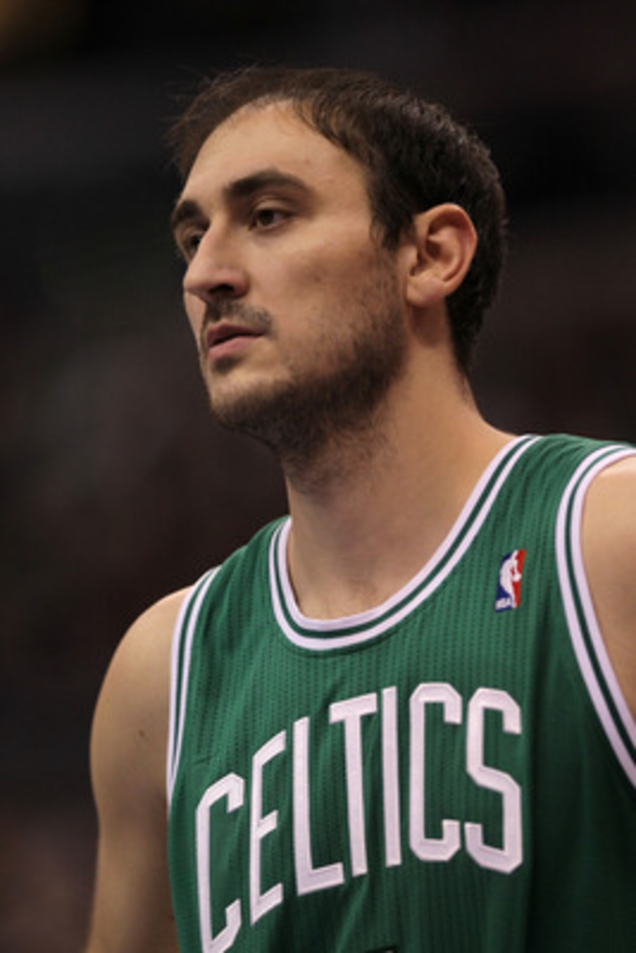 LOS ANGELES, CA - FEBRUARY 26:  Nenad Krstic #4 of the Boston Celtics stands on the court during the game with the Los Angeles Clippers at Staples Center on February 26, 2011  in Los Angeles, California.  The Celtics won 99-92.   NOTE TO USER: User expres