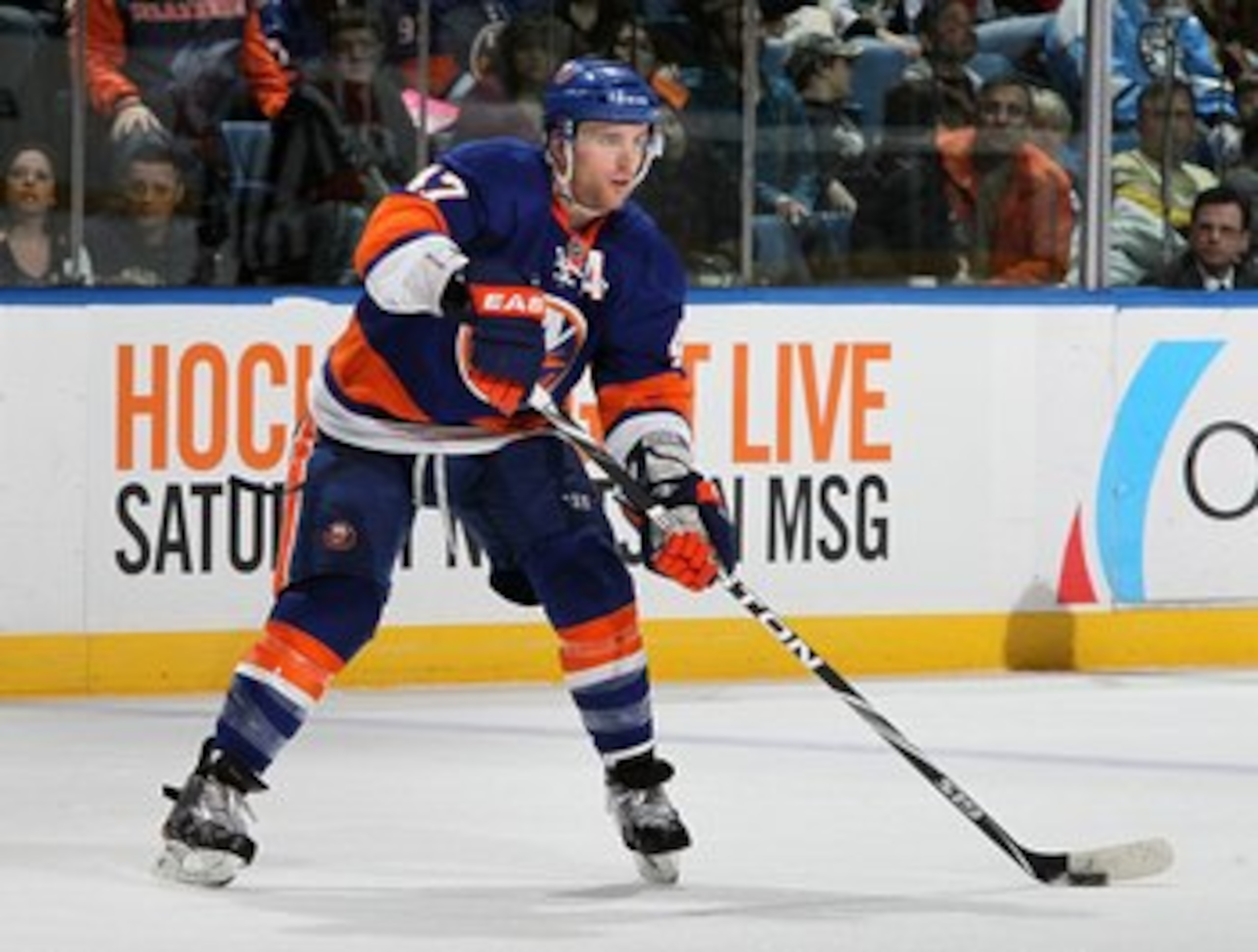UNIONDALE, NY - FEBRUARY 11: Andrew MacDonald #47 of the New York Islanders skates against the Pittsburgh Penguins on February 11, 2011 at Nassau Coliseum in Uniondale, New York. The Isles defeated the Pens 9-3. (Photo by Jim McIsaac/Getty Images) UNIONDALE, NY - FEBRUARY 11: Andrew MacDonald #47 of the New York Islanders skates against the Pittsburgh Penguins on February 11, 2011 at Nassau Coliseum in Uniondale, New York. The Isles defeated the Pens 9-3. (Photo by Jim McIsaac/Getty Images)