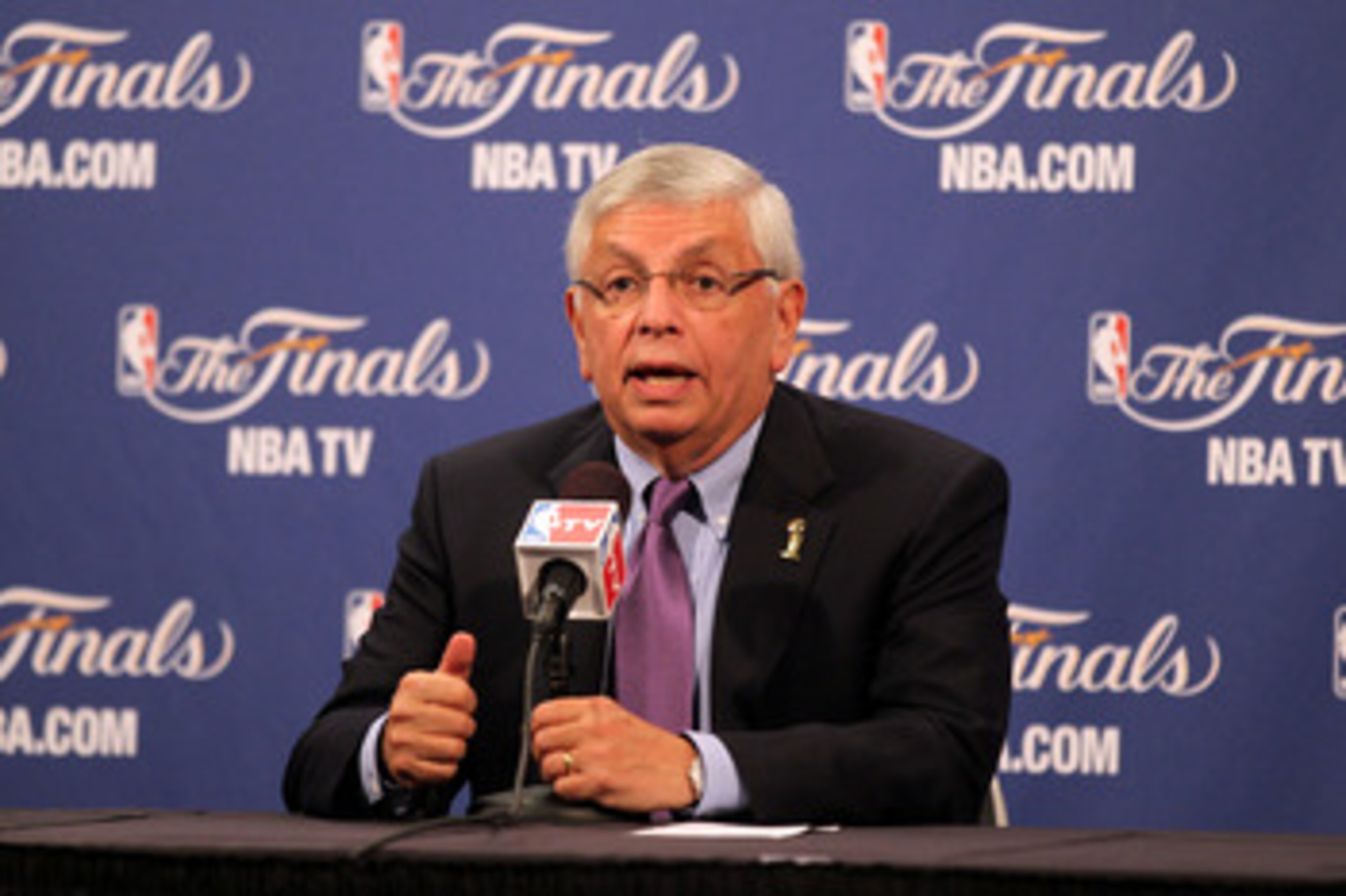 MIAMI, FL - MAY 31:  NBA Commissioner David Stern answers questions from the media during a press conference prior to the Miami Heat hosting the Dallas Mavericks in Game One of the 2011 NBA Finals at American Airlines Arena on May 31, 2011 in Miami, Flori