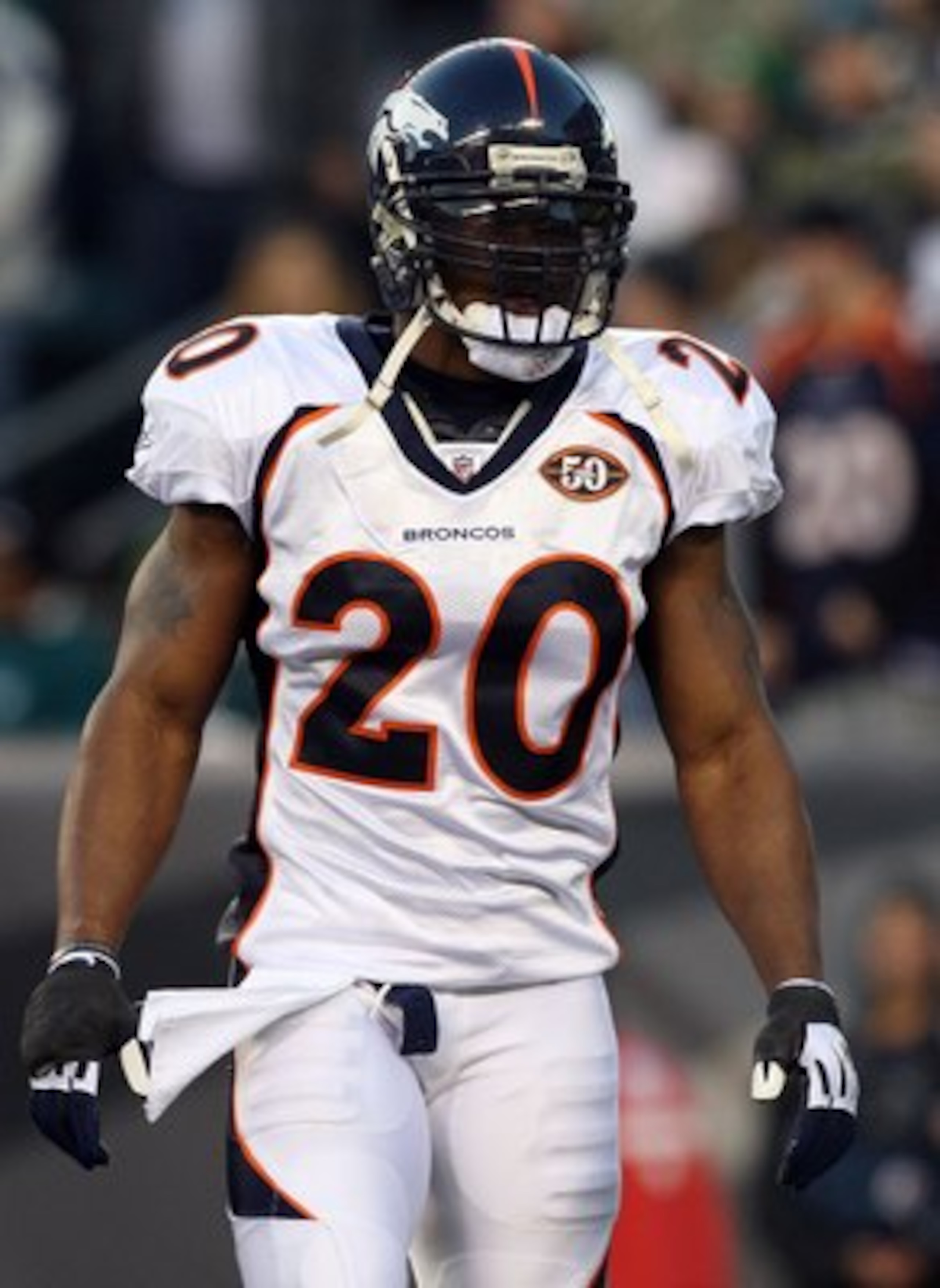 PHILADELPHIA - DECEMBER 27: Brian Dawkins #20 of the Denver Broncos looks on against the Philadelphia Eagles on December 27, 2009 at Lincoln Financial Field in Philadelphia, Pennsylvania. The Eagles defeated the Broncos 30-27. (Photo by Jim McIsaac/Gett PHILADELPHIA - DECEMBER 27: Brian Dawkins #20 of the Denver Broncos looks on against the Philadelphia Eagles on December 27, 2009 at Lincoln Financial Field in Philadelphia, Pennsylvania. The Eagles defeated the Broncos 30-27. (Photo by Jim McIsaac/Gett