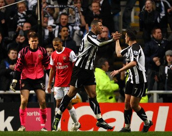 NEWCASTLE UPON TYNE, ENGLAND - FEBRUARY 05:  Leon Best celebrates scoring the second goal for Newcastle during the Barclays Premier League match between Newcastle United and Arsenal at St James' Park on February 5, 2011 in Newcastle upon Tyne, England.  (