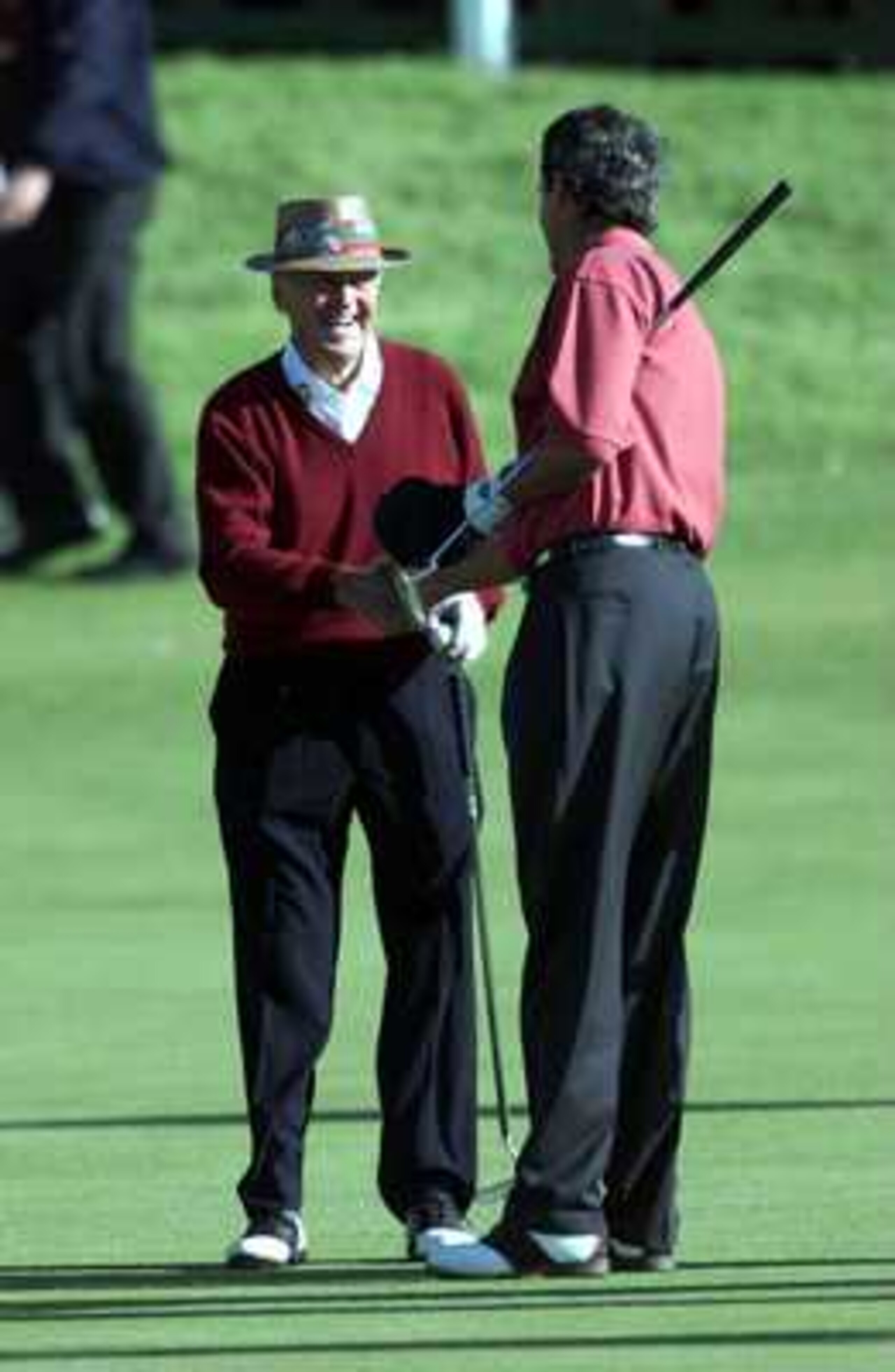 19 Jul 2000:  Sam Snead of the USA on the 18th hole with Ian Baker-Finch during the Champions Challenge round at the 2000 British Open golf Championship  at the Old Course, St Andrews, Scotland. Mandatory Credit: Andrew Redington/ALLSPORT