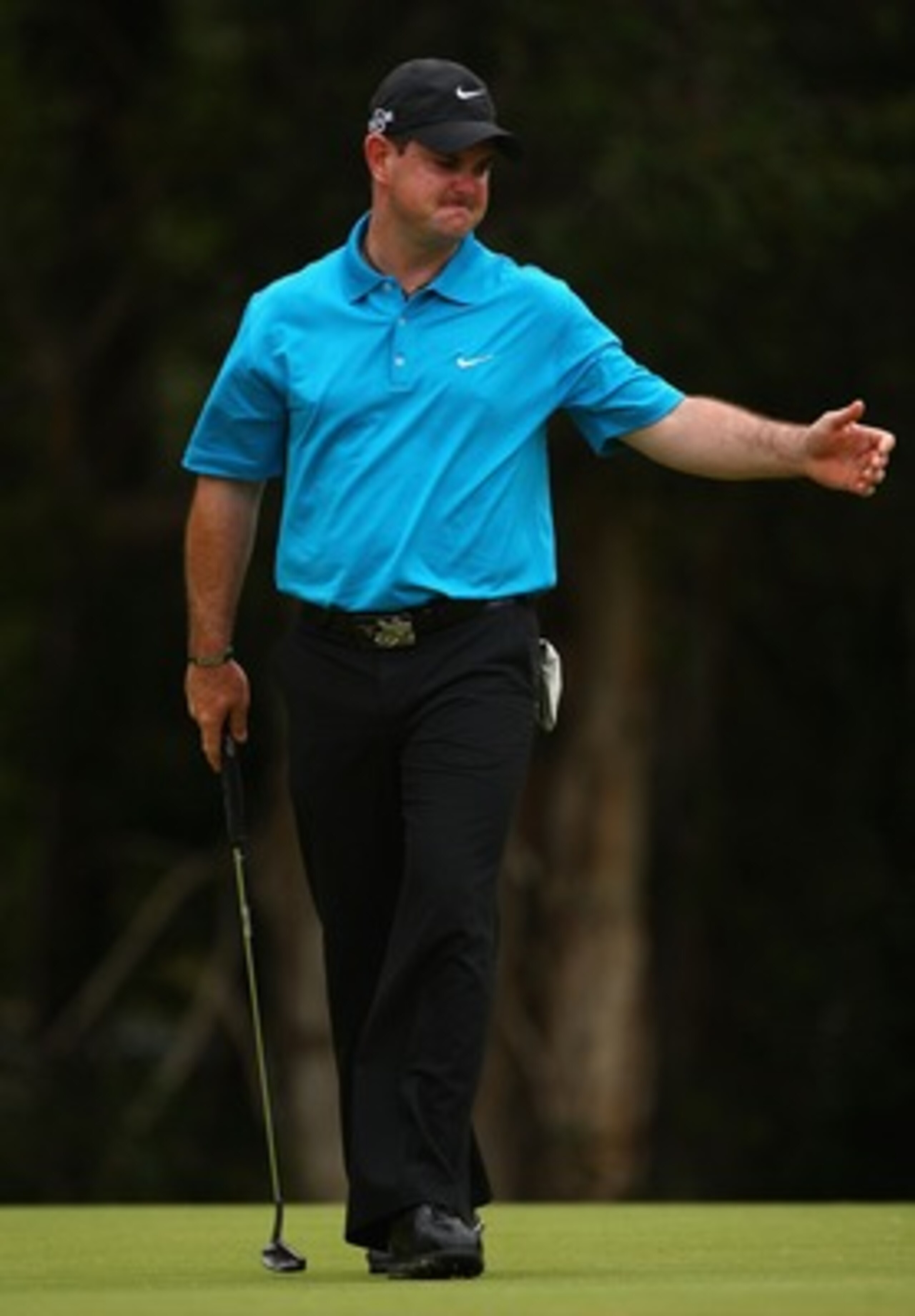 COOLUM BEACH, AUSTRALIA - DECEMBER 06:  Rory Sabbatini of South Africa shows his frustration during the first round of the Australian PGA Championship at the Hyatt Regency Resort on December 6, 2007 in Coolum Beach, Australia.  (Photo by Cameron Spencer/G