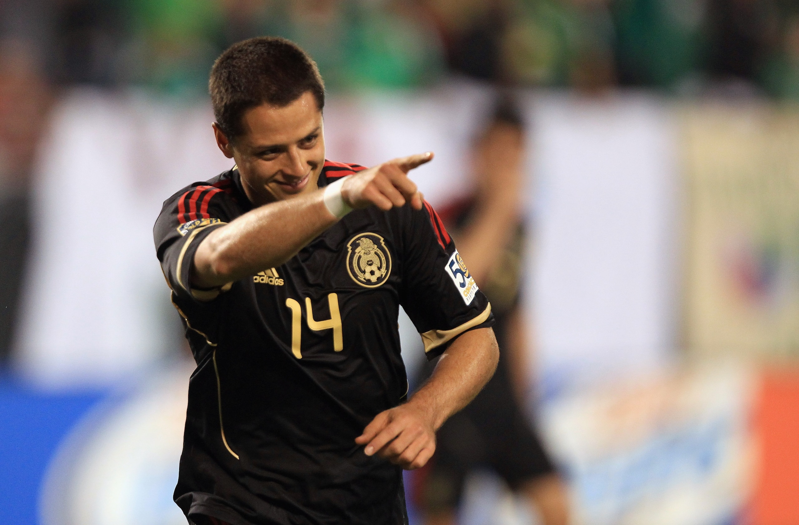 CHARLOTTE, NC - JUNE 09: Javier Hernandez #14 of Mexico celebrates after scoring a goal against Cuba during their game in the CONCACAF Gold Cup at Bank of America Stadium on June 9, 2011 in Charlotte, North Carolina. (Photo by Streeter Lecka/Getty Image CHARLOTTE, NC - JUNE 09: Javier Hernandez #14 of Mexico celebrates after scoring a goal against Cuba during their game in the CONCACAF Gold Cup at Bank of America Stadium on June 9, 2011 in Charlotte, North Carolina. (Photo by Streeter Lecka/Getty Image
