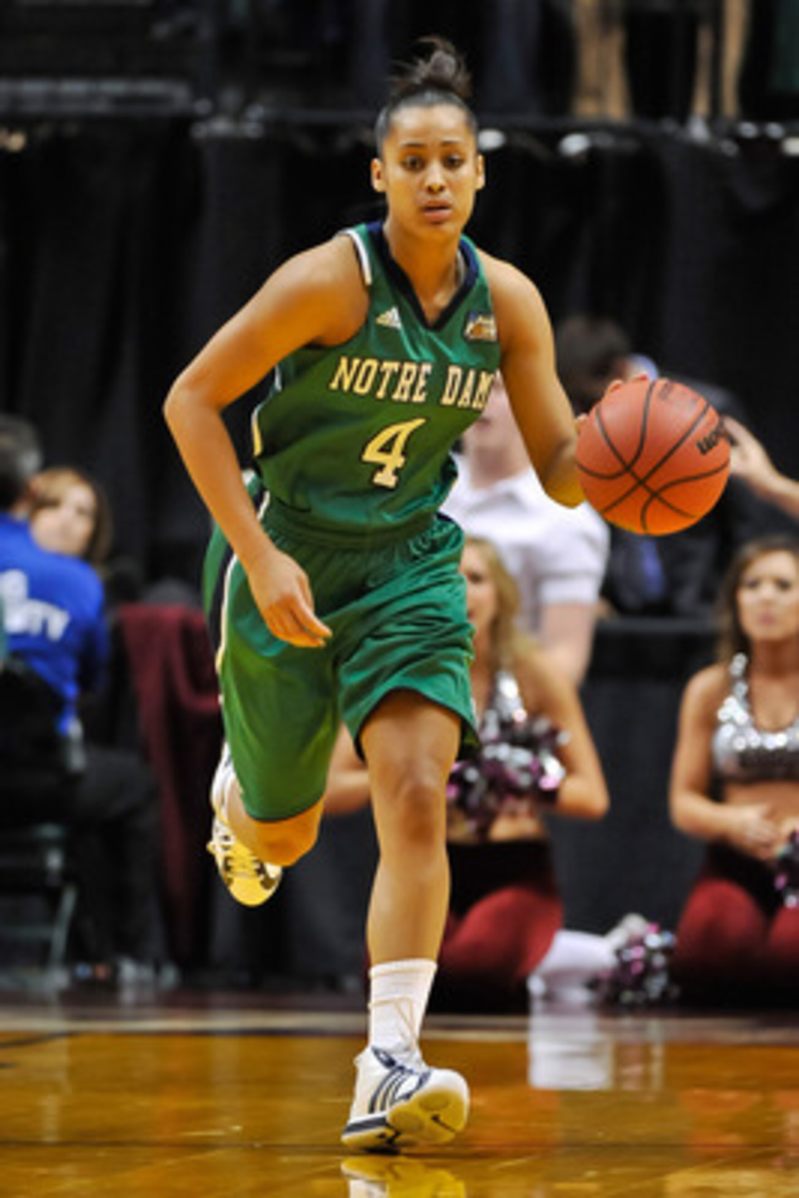 INDIANAPOLIS, IN - APRIL 5:  Skylar Diggins #4 of the Notre Dame Fighting Irish controls the ball against the Texas A&M Aggies during the 2011 NCAA Women's Final Four championship game at Conseco Fieldhouse on April 5, 2011 in Indianapolis, Indiana.  (Pho