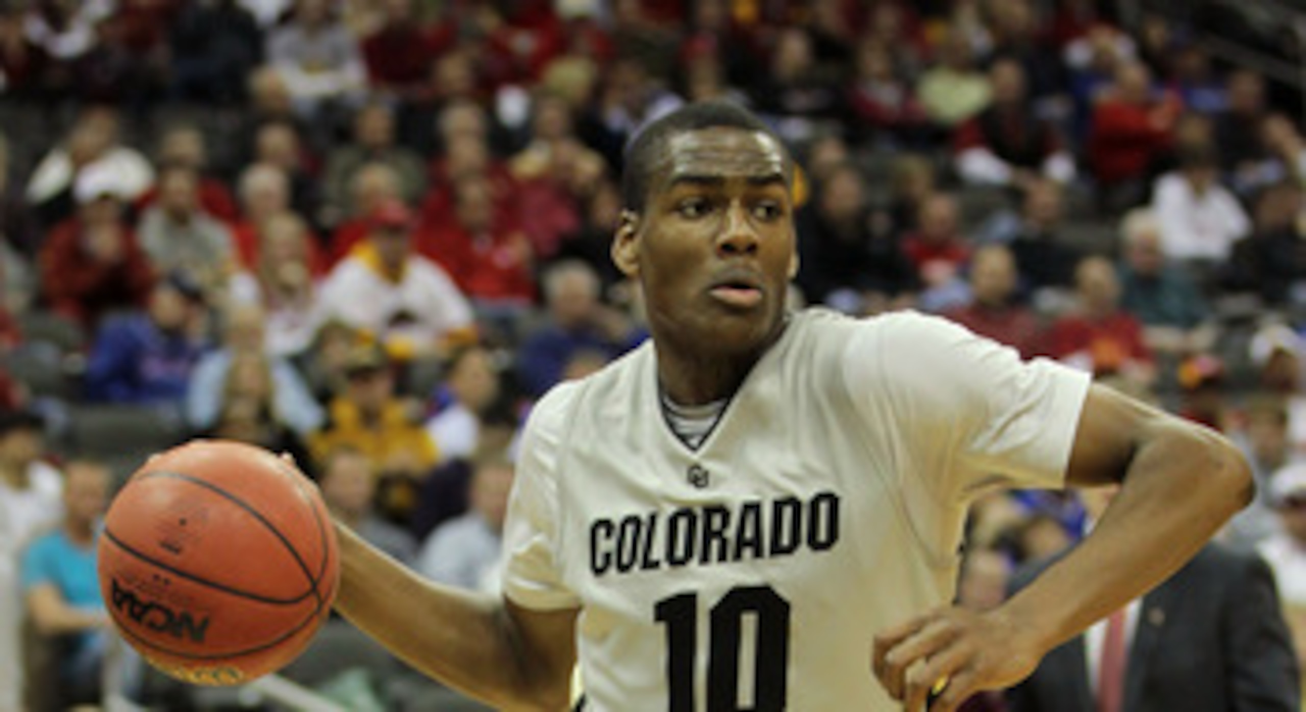 KANSAS CITY, MO - MARCH 09:  Alec Burks #10 of the Colorado Buffaloes drives with the ball against the Iowa State Cyclones during the first round of the 2011 Phillips 66 Big 12 Men's Basketball Tournament at Sprint Center on March 9, 2011 in Kansas City,