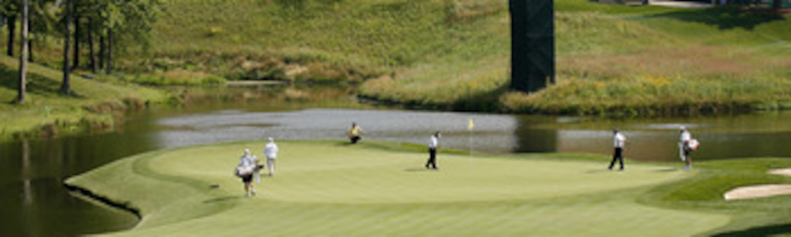 BETHESDA, MD - JULY 3: A scenic view of the 18th hole showing the Congressional Country Club clubhouse construction during the first round of the AT&T National at Congressional Country Club on July 3, 2008 in Bethesda, Maryland. (Photo by Hunter Martin/Ge