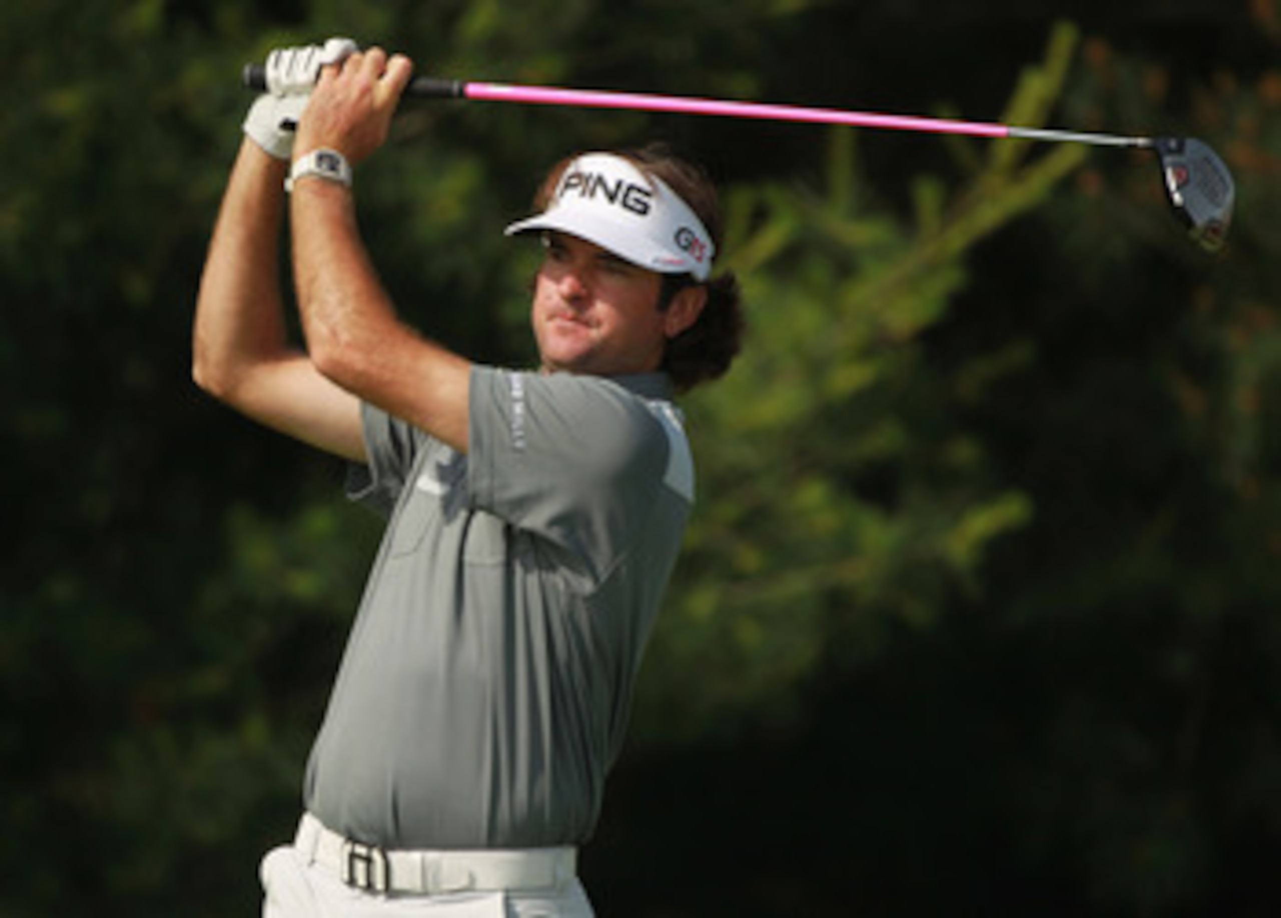 DUBLIN, OH - JUNE 02:  Bubba Watson hits his tee shot on the 17th hole during the first round of The Memorial Tournament presented by Nationwide Insurance at the Muirfield Village Golf Club on June 2, 2011 in Dublin, Ohio.  (Photo by Scott Halleran/Getty 