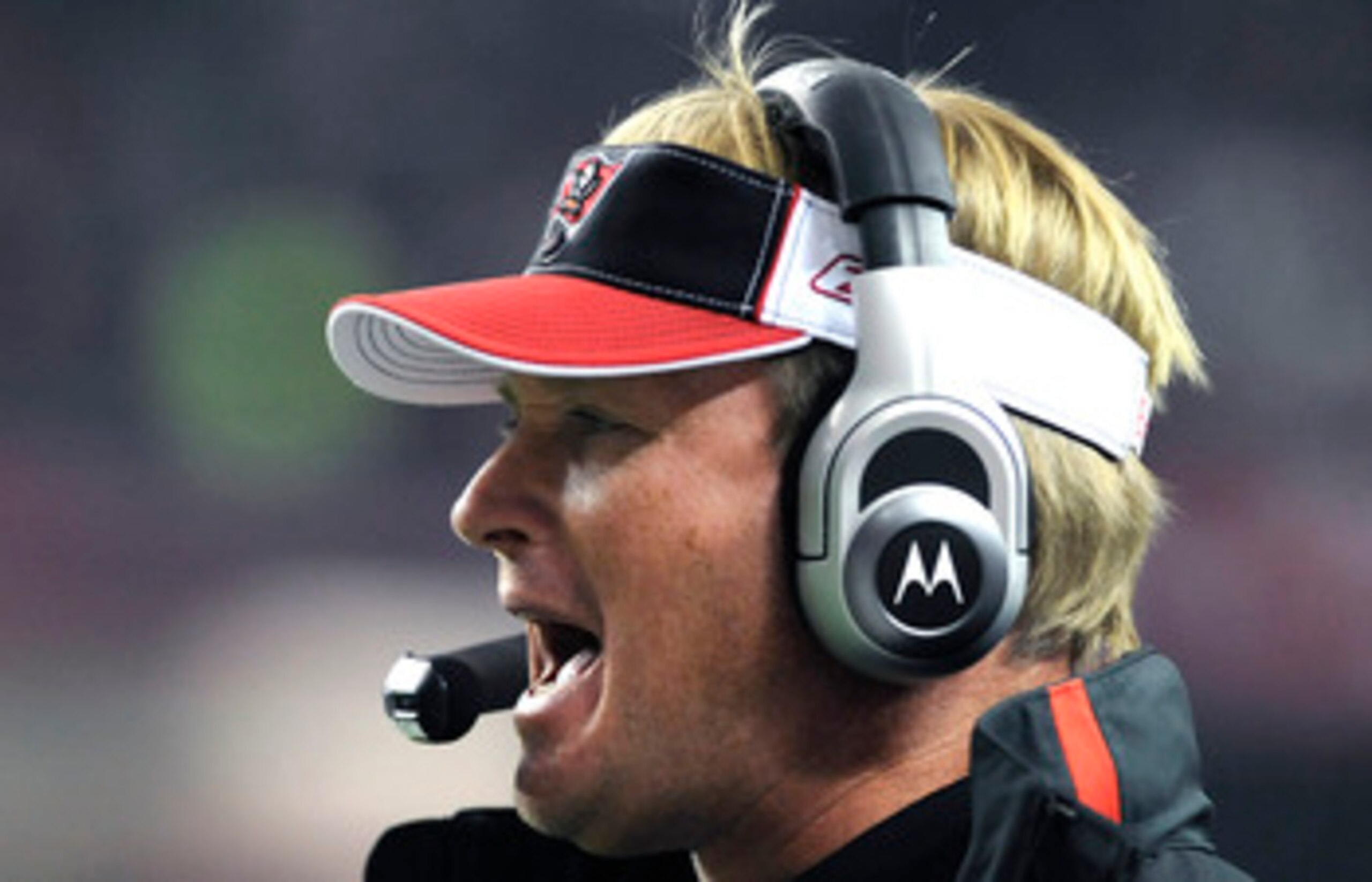ATLANTA - DECEMBER 14: Coach Jon Gruden of the Tampa Bay Buccaneers directs play against the Atlanta Falcons at the Georgia Dome on December 14, 2008 in Atlanta, Georgia. (Photo by Al Messerschmidt/Getty Images) ATLANTA - DECEMBER 14: Coach Jon Gruden of the Tampa Bay Buccaneers directs play against the Atlanta Falcons at the Georgia Dome on December 14, 2008 in Atlanta, Georgia. (Photo by Al Messerschmidt/Getty Images)