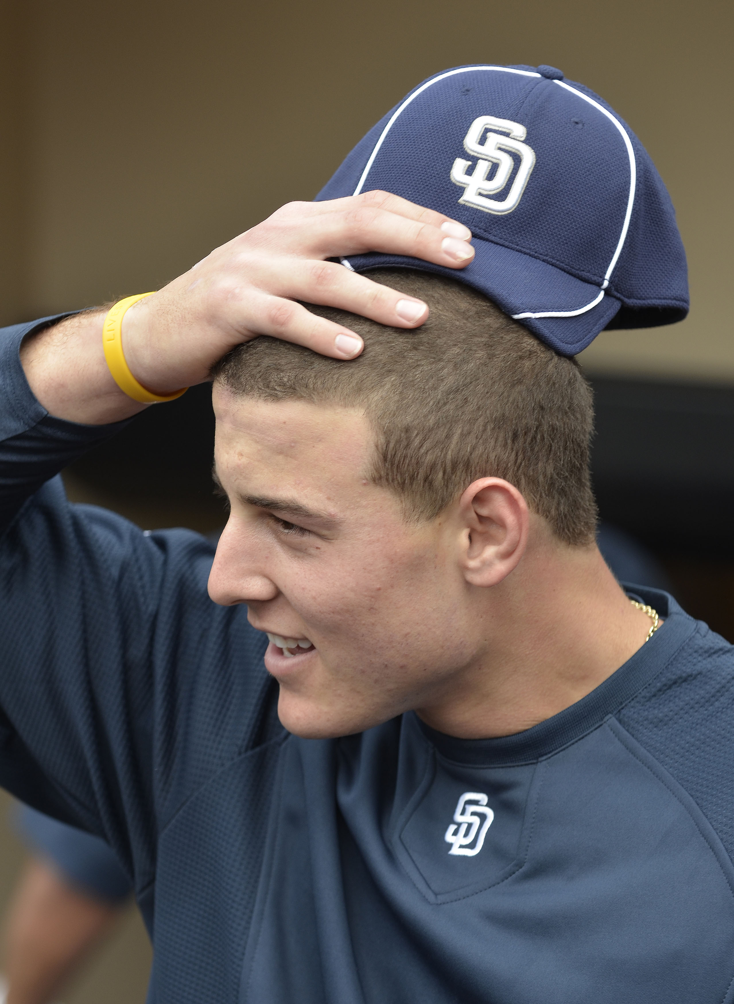 SAN DIEGO, CA - JUNE 9: Anthony Rizzo #27 of the San Diego Padres looks on during batting practice before a baseball game against the Washington Nationals at Petco Park on June 9, 2011 in San Diego, California.  (Photo by Denis Poroy/Getty Images)