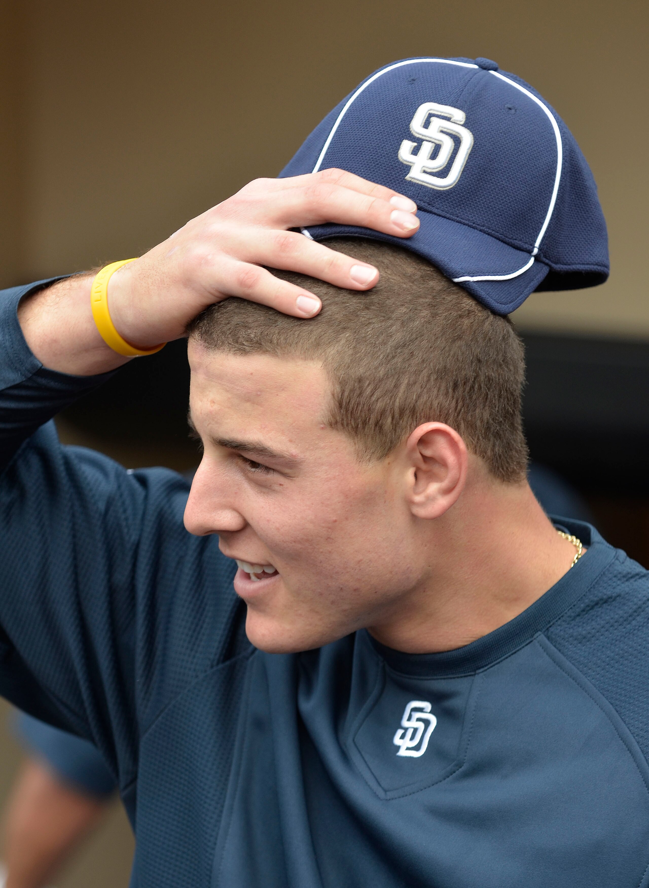 SAN DIEGO, CA - JUNE 9: Anthony Rizzo #27 of the San Diego Padres looks on during batting practice before a baseball game against the Washington Nationals at Petco Park on June 9, 2011 in San Diego, California.  (Photo by Denis Poroy/Getty Images)