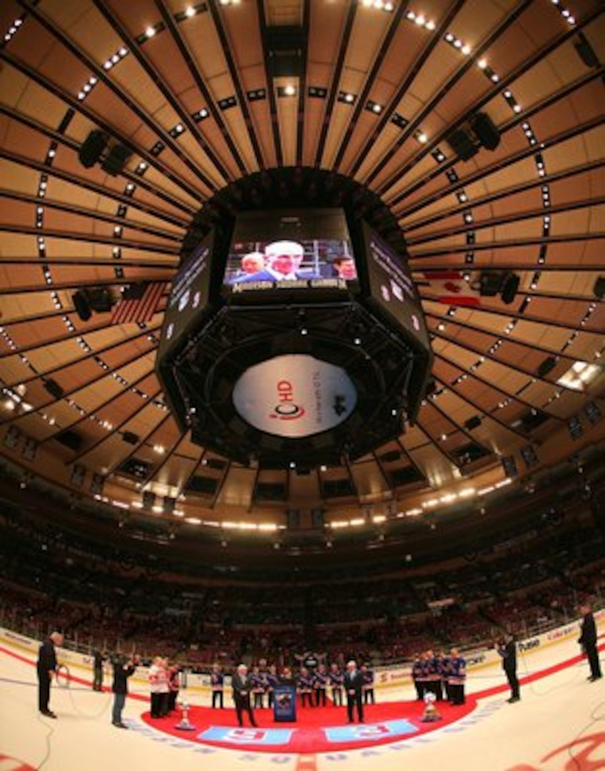 NEW YORK - FEBRUARY 22: (l-r) Former New York Ranger players Andy Bathgate and Harry Howell have their numbers retired by the team prior to the game between the Toronto Maple Leafs and the New York Rangers on February 22, 2009 at Madison Square Garden in